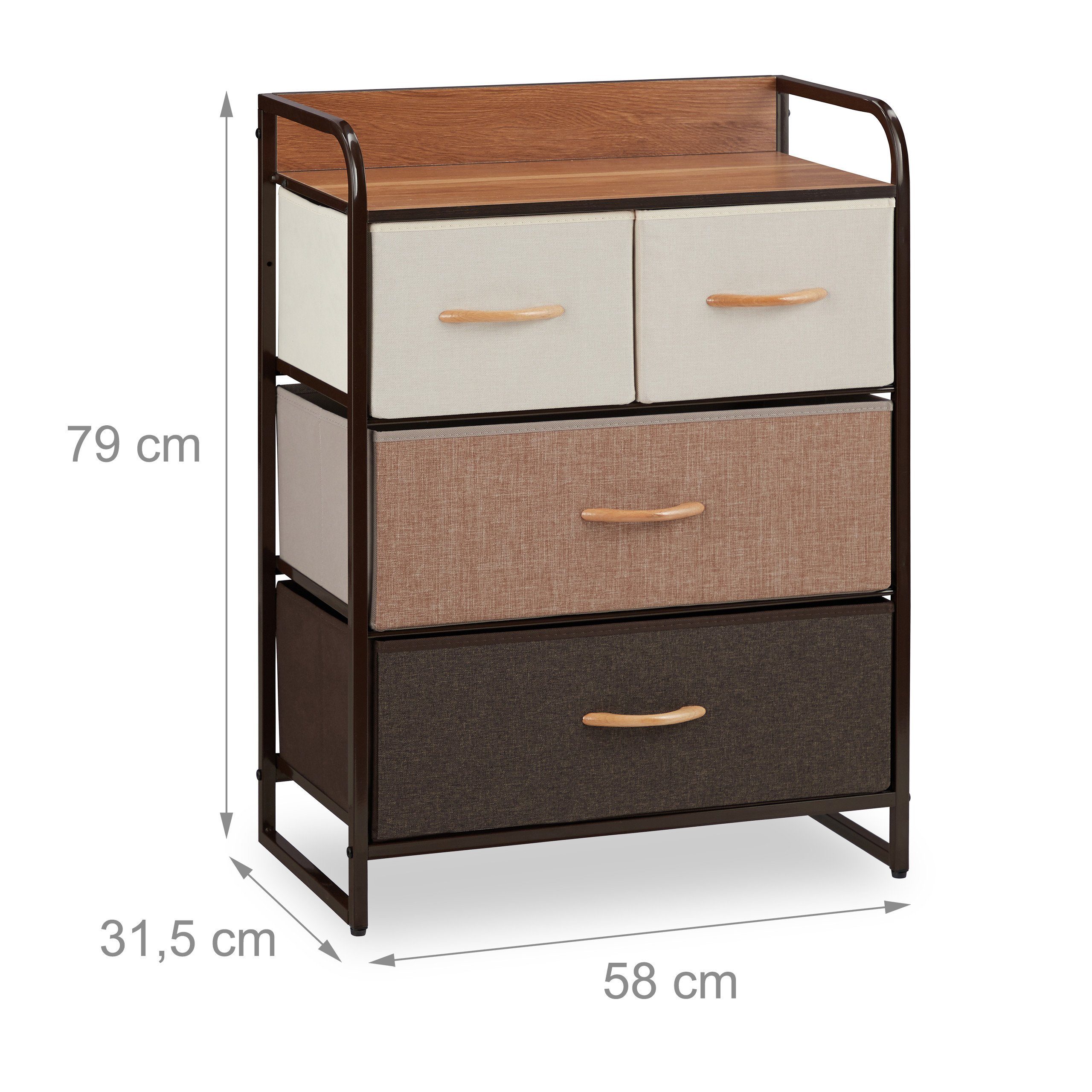 relaxdays Beistellschrank Schubladenschrank vers. Designs A – Bild 4 von 5