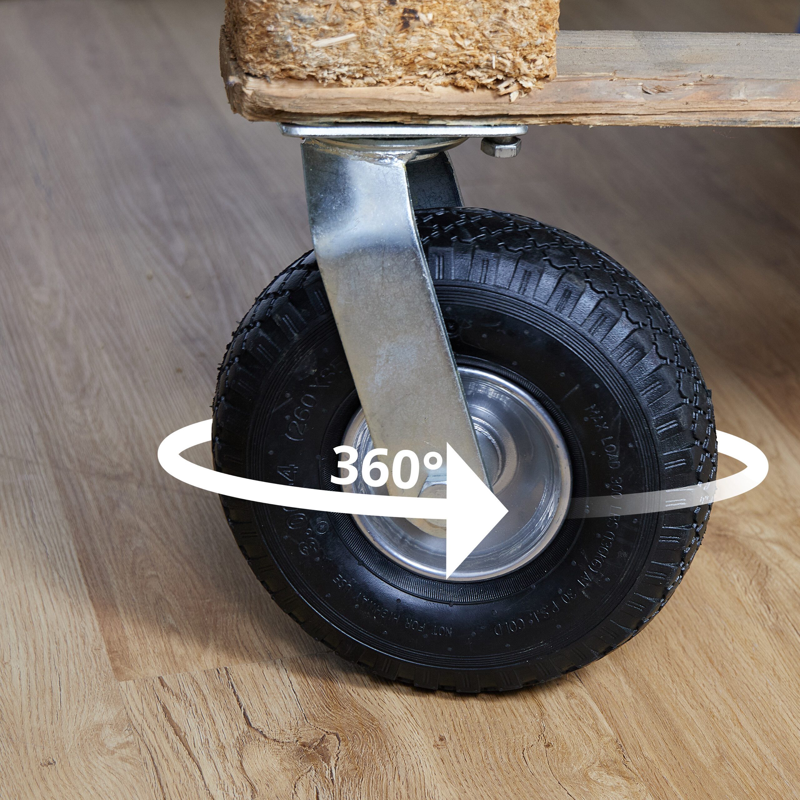 relaxdays Schwerlastrolle Lenkrolle luftbereift 3.00-4, (1-St), Schwarz-Silber