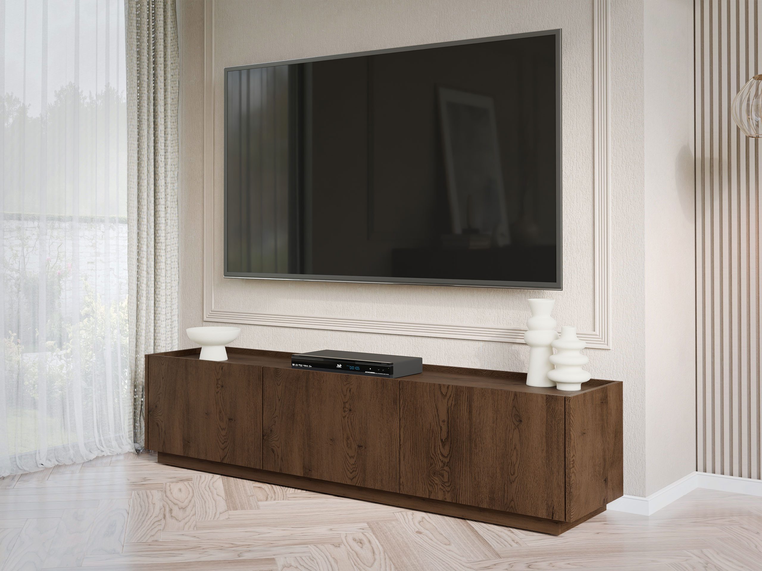 MIRJAN24 TV-Schrank Mirtu 170 (mit drei Klappen) 170x40x37 cm, Klappenbremse