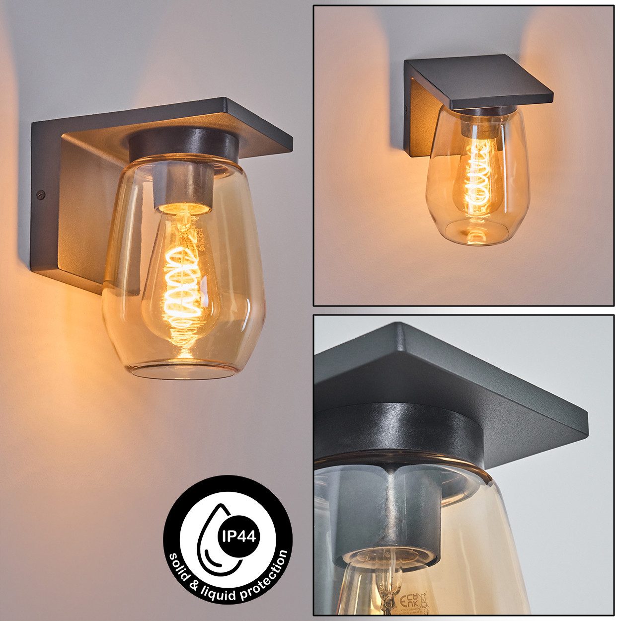 hofstein Außen-Wandleuchte moderne Wandlampe aus Metall/Glas günstig online kaufen