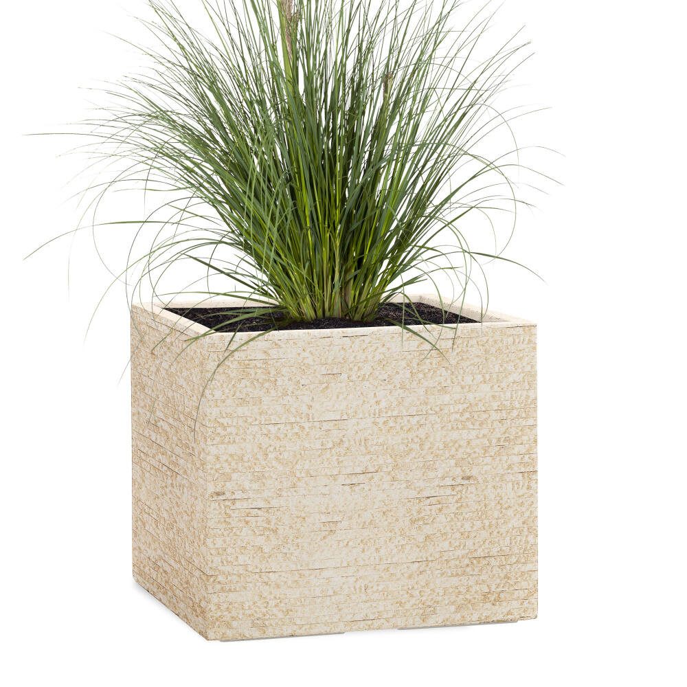 Pflanzwerk® Pflanzkübel CUBE Premium Fiberglas Blumenkübel Frostbeständig mit Lotus-Effekt, Lotus-Effekt - Handgefertigt - Eckig - Frostbeständig