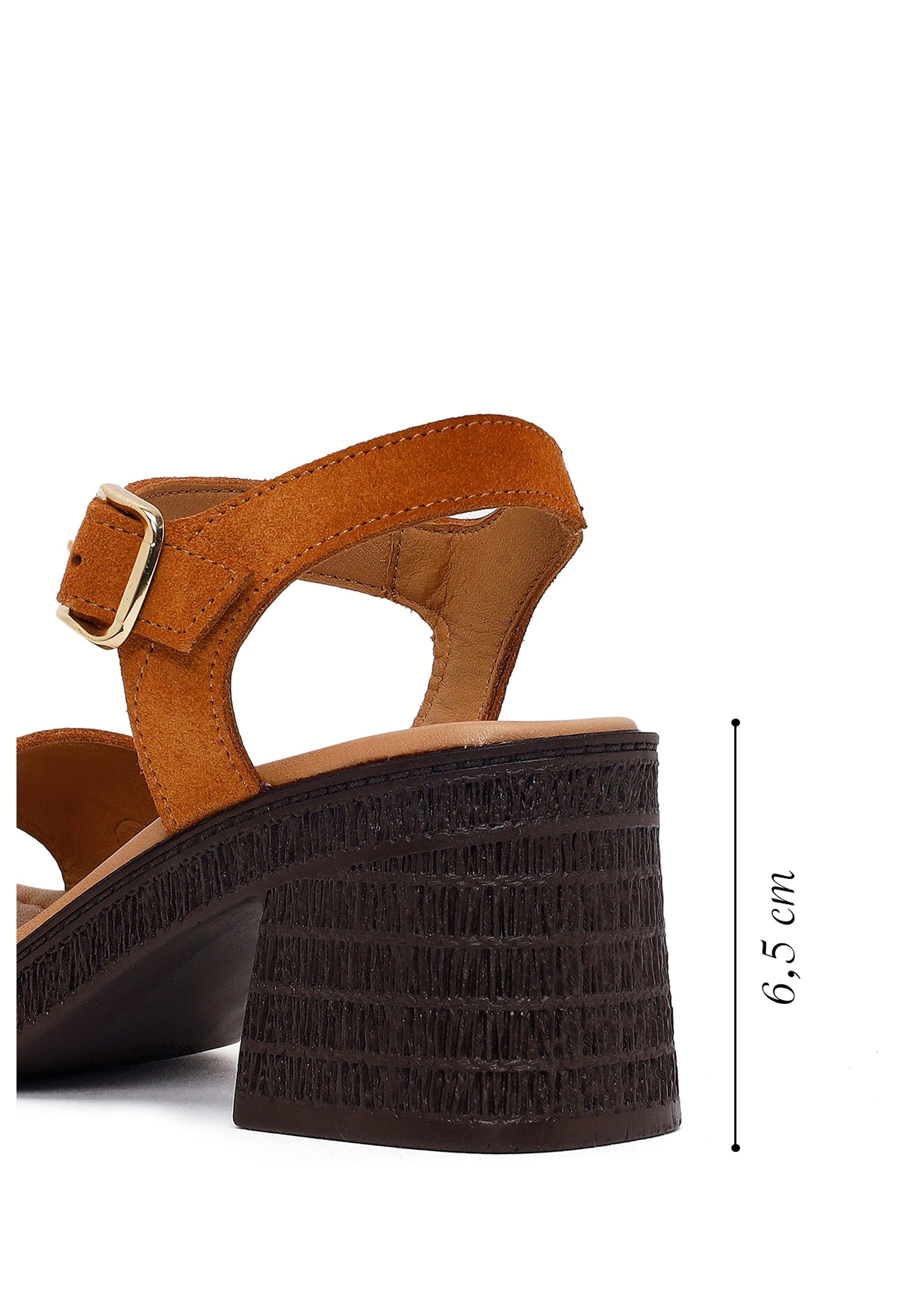 Derimod Sandaletten aus Veloursleder mit mittlerem Absatz Sandale Wildleder, Lederfutter, TPU-Sohle, Blockabsatz, Schnallenverschluss