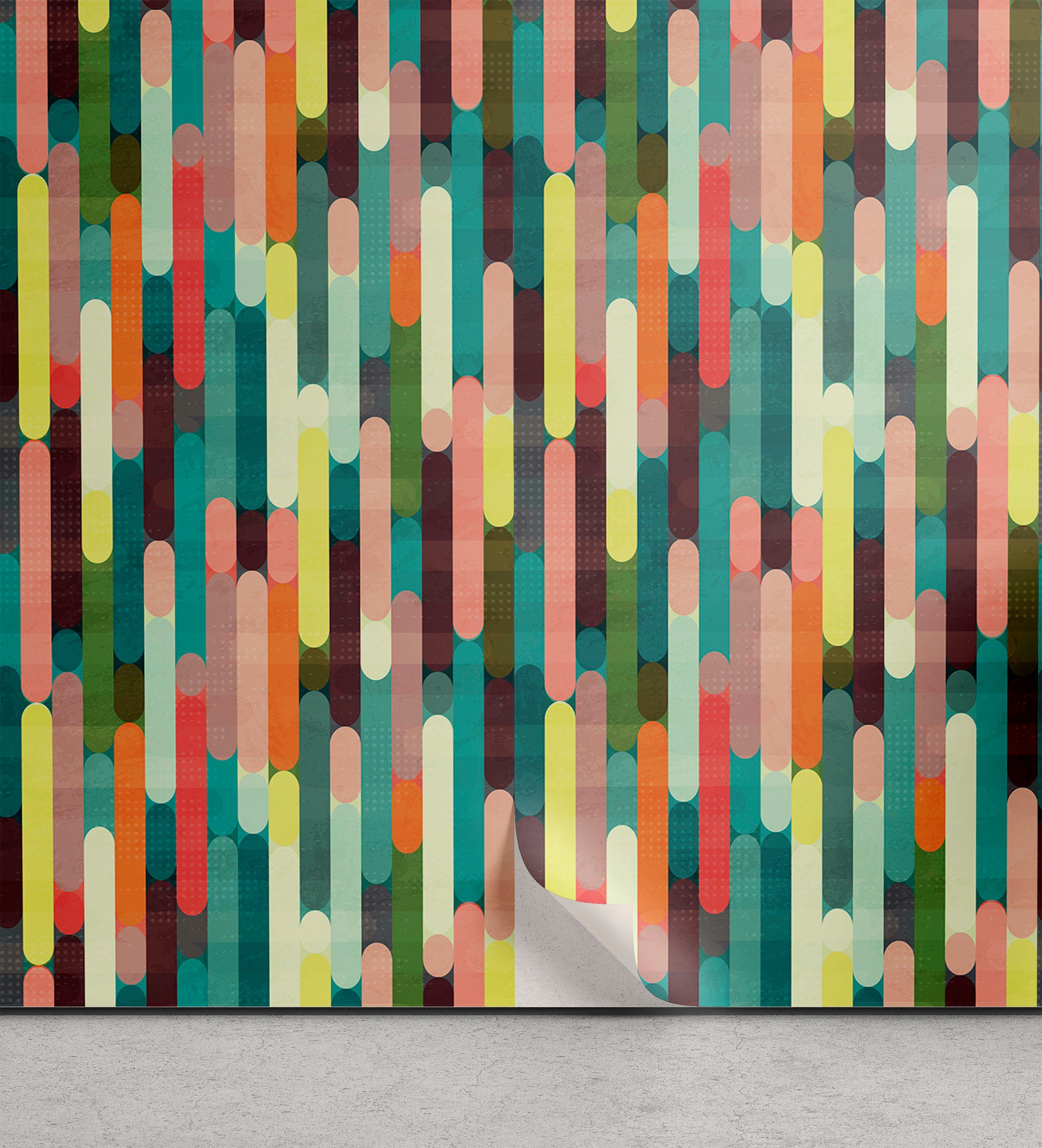 Abakuhaus Vinyltapete selbstklebendes Wohnzimmer Küchenakzent, Abstrakt Bunte Grunge Stripes