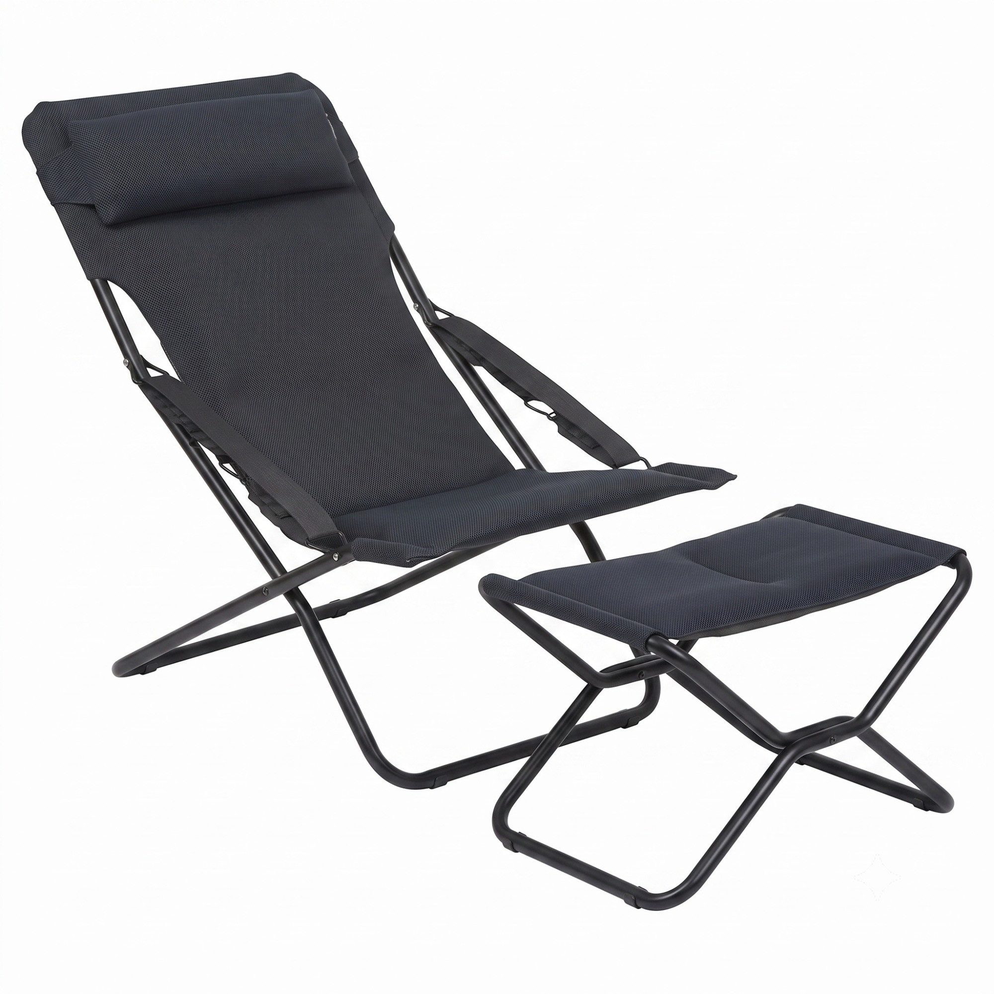 Lafuma Relaxsessel lafuma Liegenstuhl Transabed XL Plus mit Hocker Aircomfort Acier