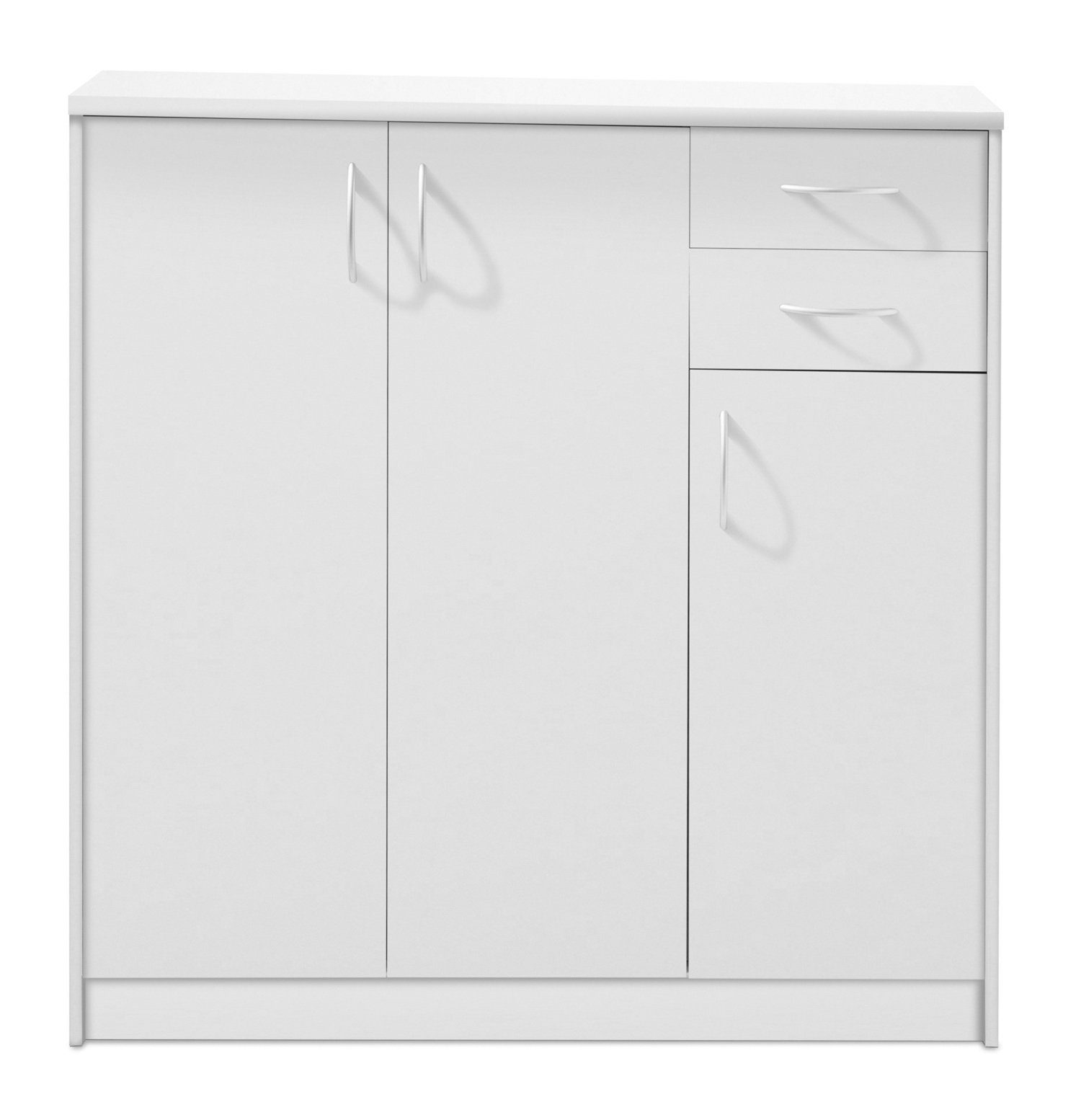 Kommode OPTIMUS, B 109 x H 112 cm, Weiß matt, mit 3 Türen und 2 Schubladen
