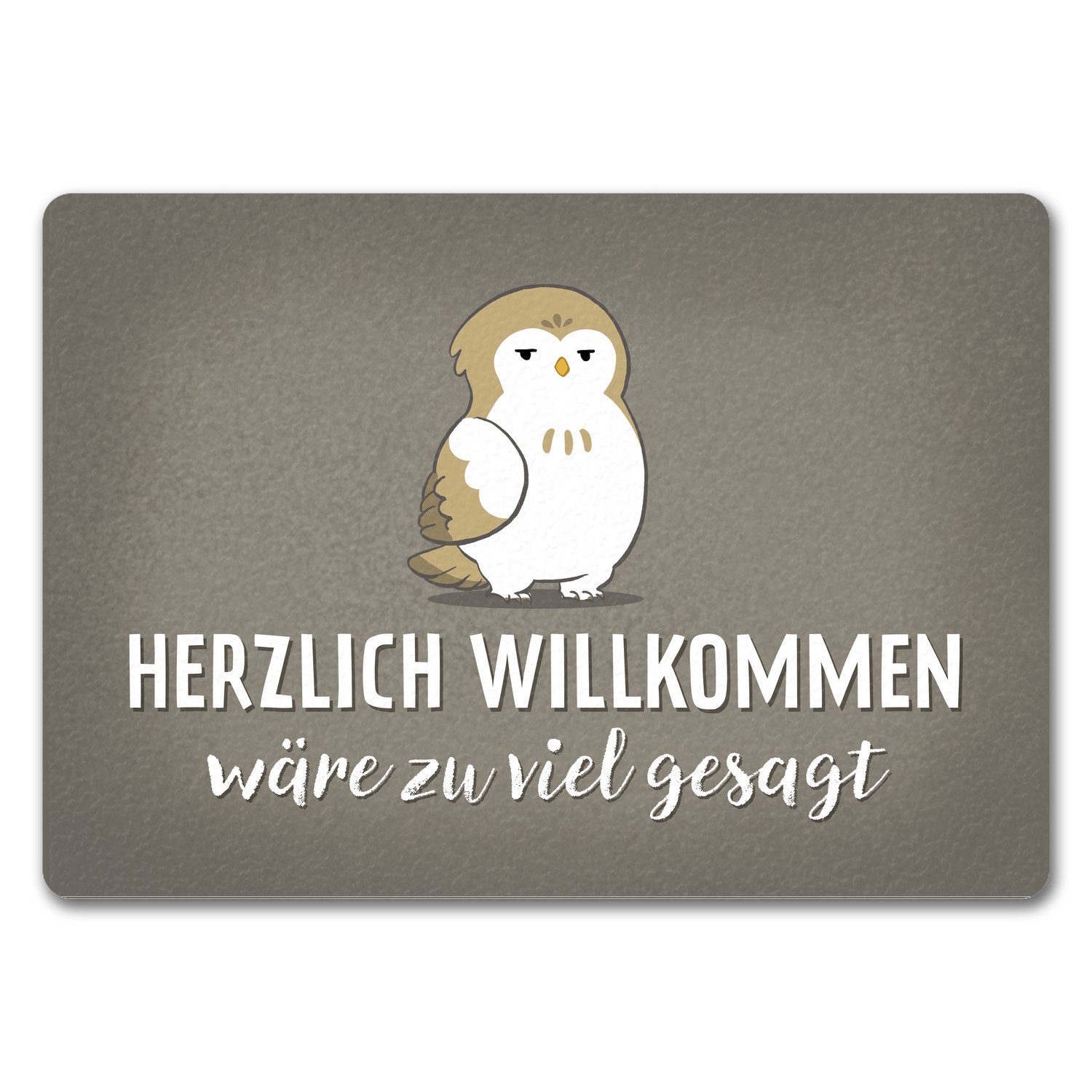 speecheese Fußmatte Eule Fußmatte in 35x50 cm ohne Rand mit Spruch Herzlich willkommen zu