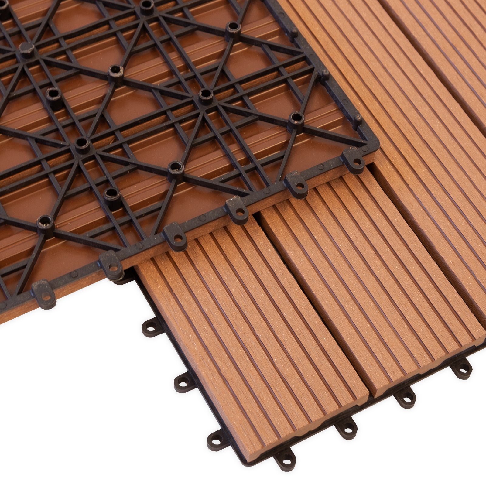 casa pura Klickfliesen WPC-Terrassendielen Royal Hellbraun, 60x30 cm, Diele in Holzoptik, 1 St.