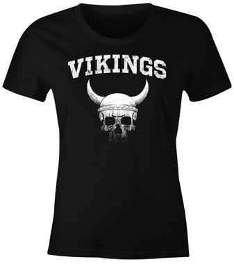 Neverless Print-Shirt Damen T-Shirt Wikinger-Helm Skull Totenkopf Fashion Streetstyle Slim Fit Neverless® mit Print