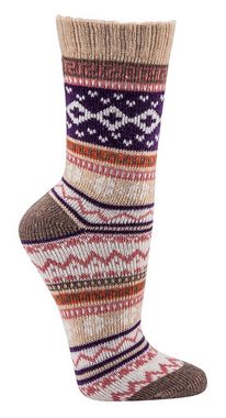 Wowerat Norwegersocken bunte Norweger Socken Baumwolle mit schönem Muster Hygge Damen Mädchen