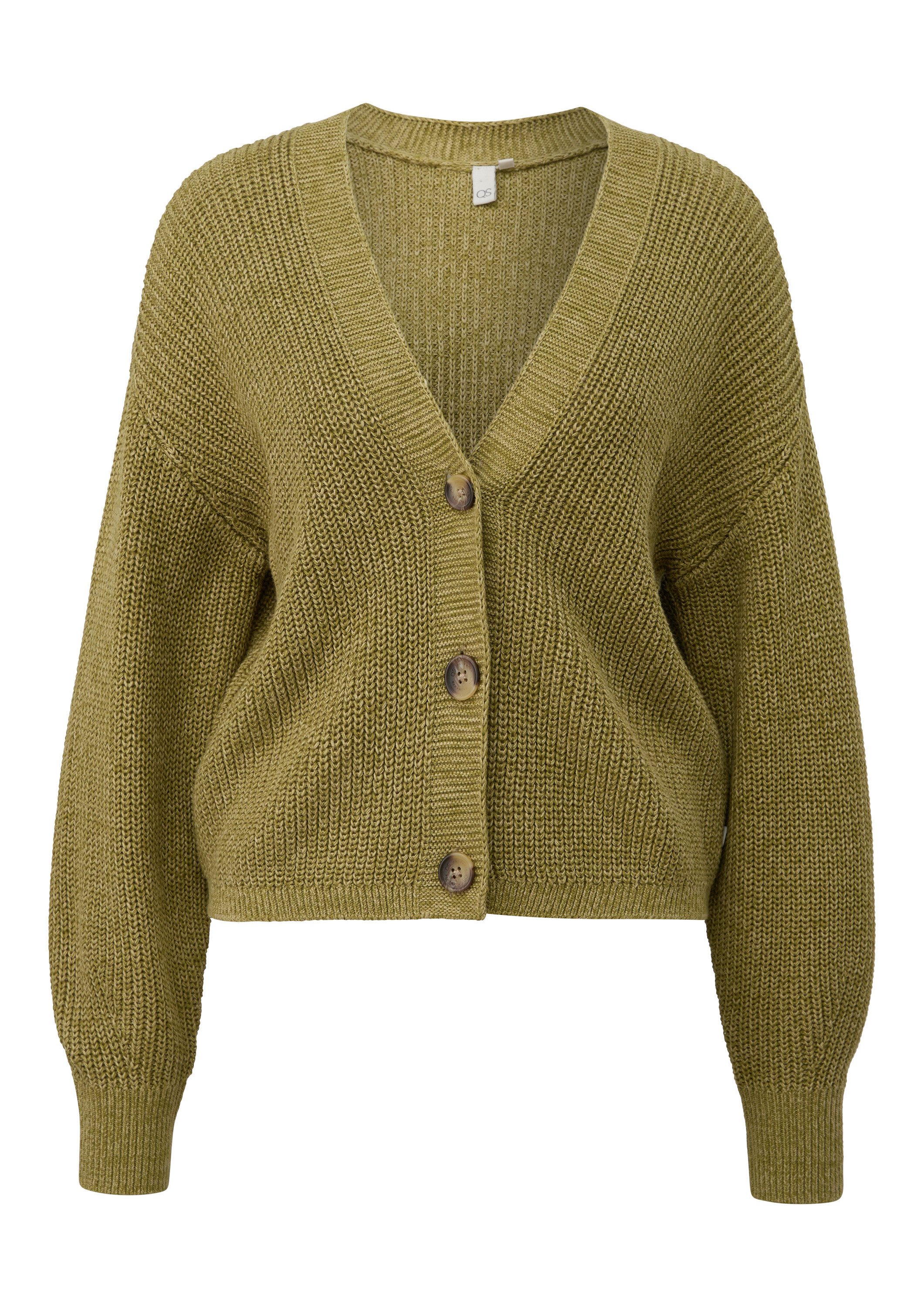 QS Cardigan Strickjacke Melierte Strickjacke aus Baumwollmix günstig online kaufen