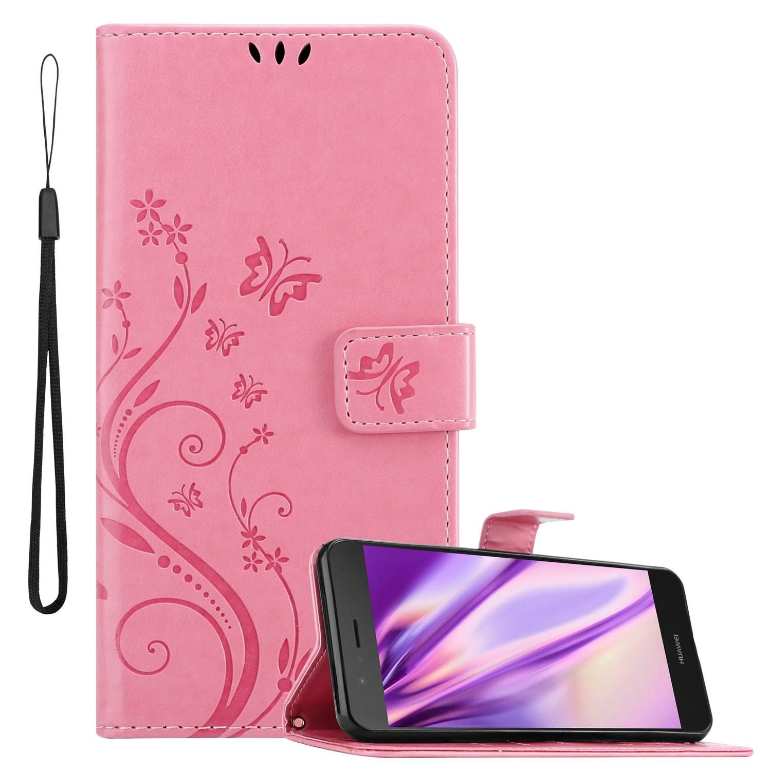 Cadorabo Handyhülle für Huawei P9 LITE 2016 / G9 LITE Hülle Huawei P9 LITE 2016 / G9 LITE, Hülle Schutzhülle Blumen Flower mit Standfunktion Kartenfach Magnet