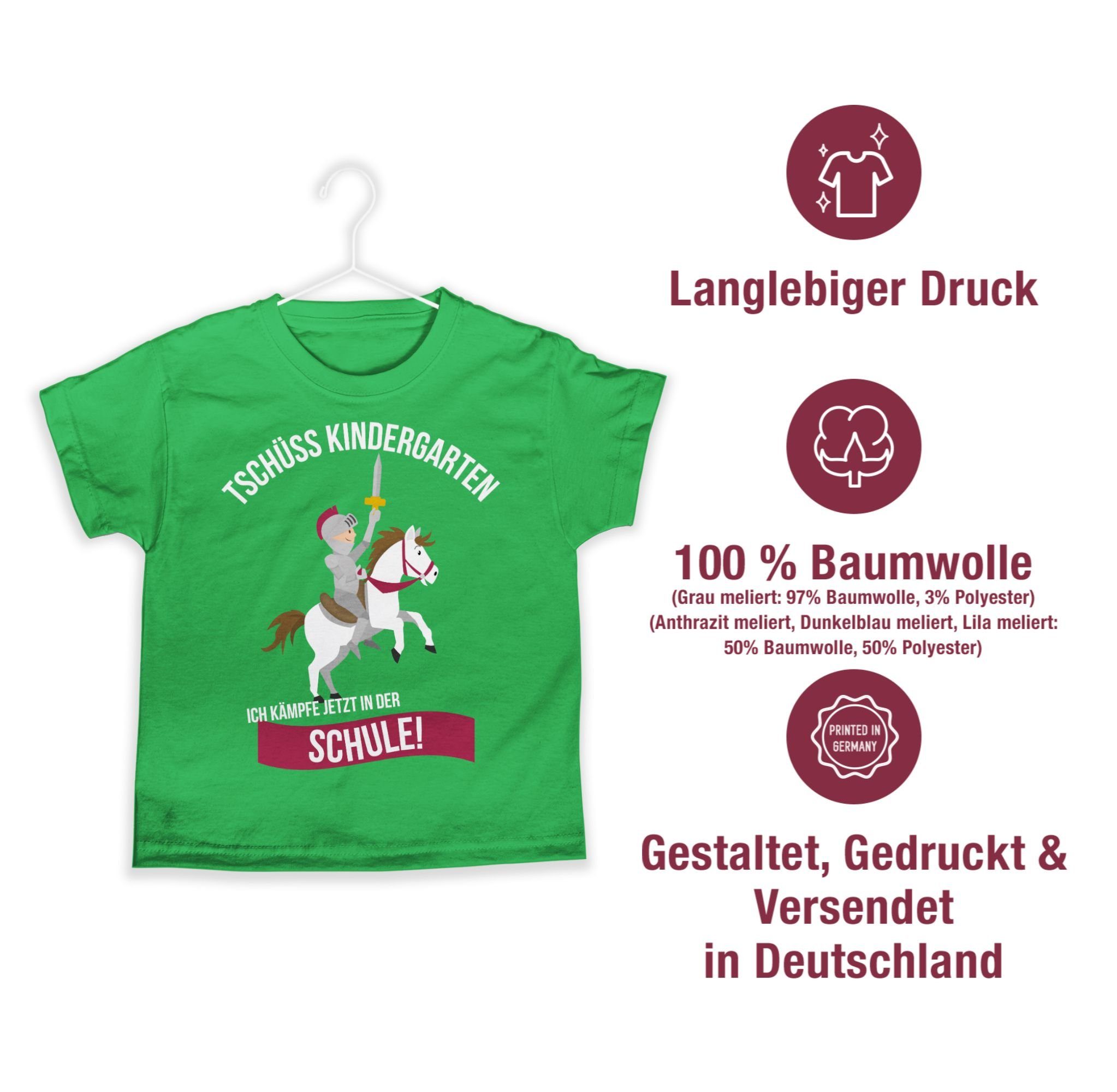 Geschenke 3 Einschulung Junge Shirtracer Ritter Tschüss Grün T-Shirt Kindergarten Schulanfang Schule