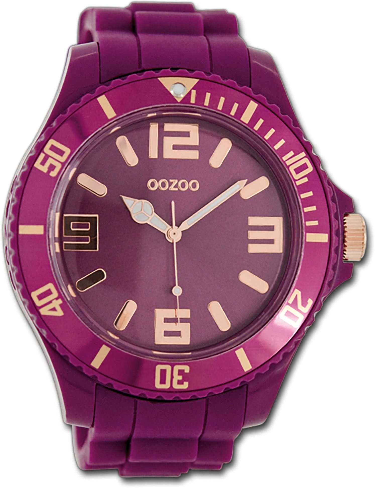 OOZOO Quarzuhr Oozoo Unisex Armbanduhr Vintage Series, (Analoguhr), Unisexuhr Silikonarmband aubergine, lila, rundes Gehäuse, groß (48mm)