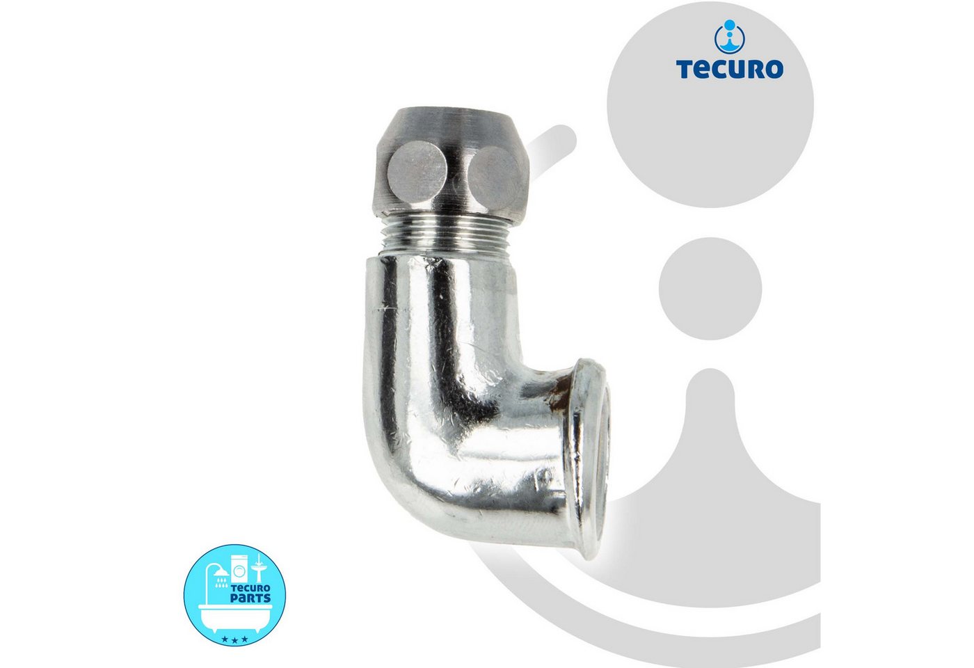 Thumbnail - tecuro Gewindefitting Winkel 90° mit Quetschverschraubung IG 3/8 Zoll x Ø 10 mm