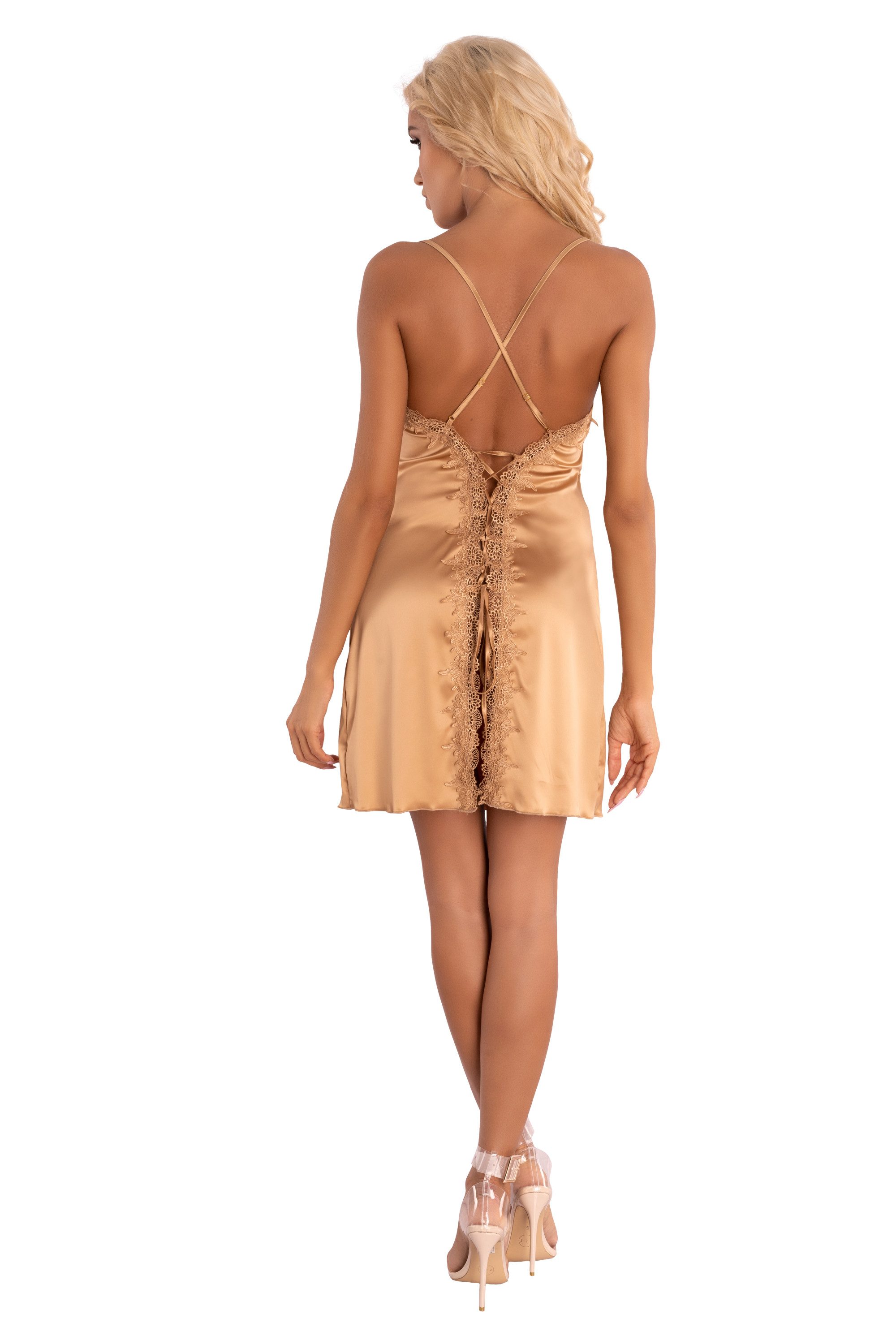 Livco Corsetti Fashion Negligé Satin-Hemdchen glänzend beige mit String (2-tlg)