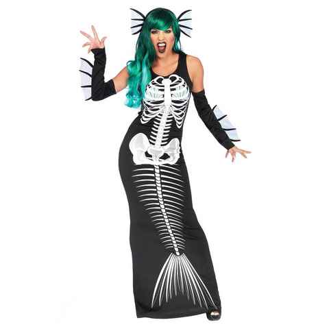 Leg Avenue Kostüm Unterwasserfurie, Skelettkostüm mit Glow-in-the-dark-Muschelaufdruck