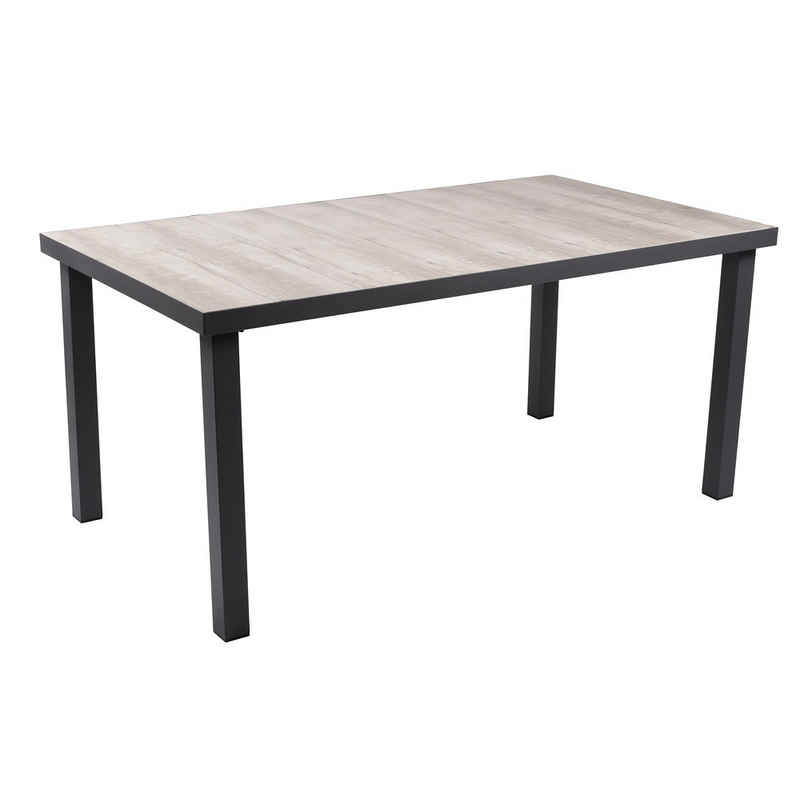 Lomadox Gartentisch GARDA-120, Tisch mit Keramik-Tischplatte in grau, BH/T: ca. 162/75/90 cm