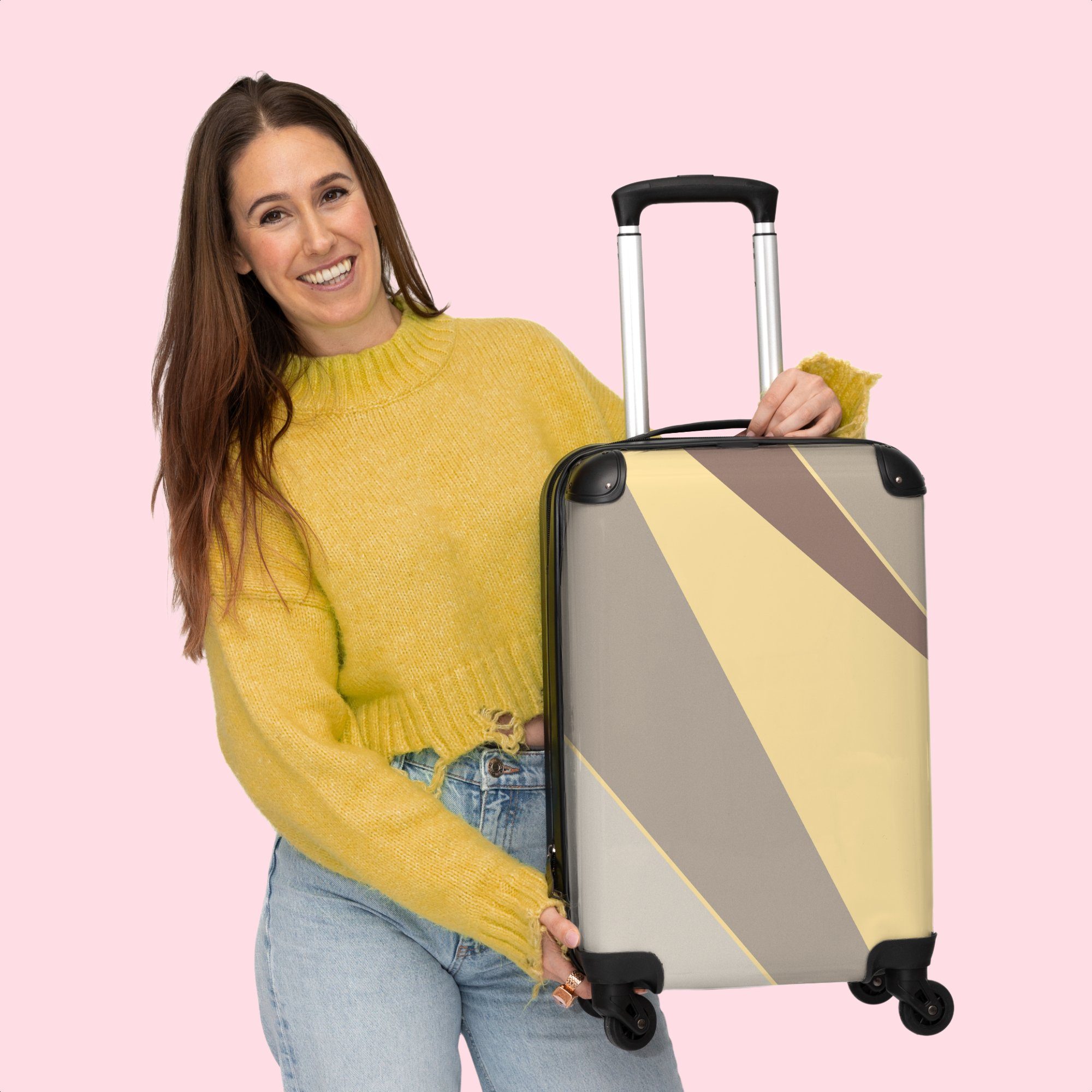 Kleine Cabin Rollkoffer mit Gelb 4 - - - Handgepäckkoffer Abstrakt Rollen Trolley Rollen, 4 NoBoringSuitcases.com© Muster, 55x35x20cm Reisekoffer Formen - Handgepäck