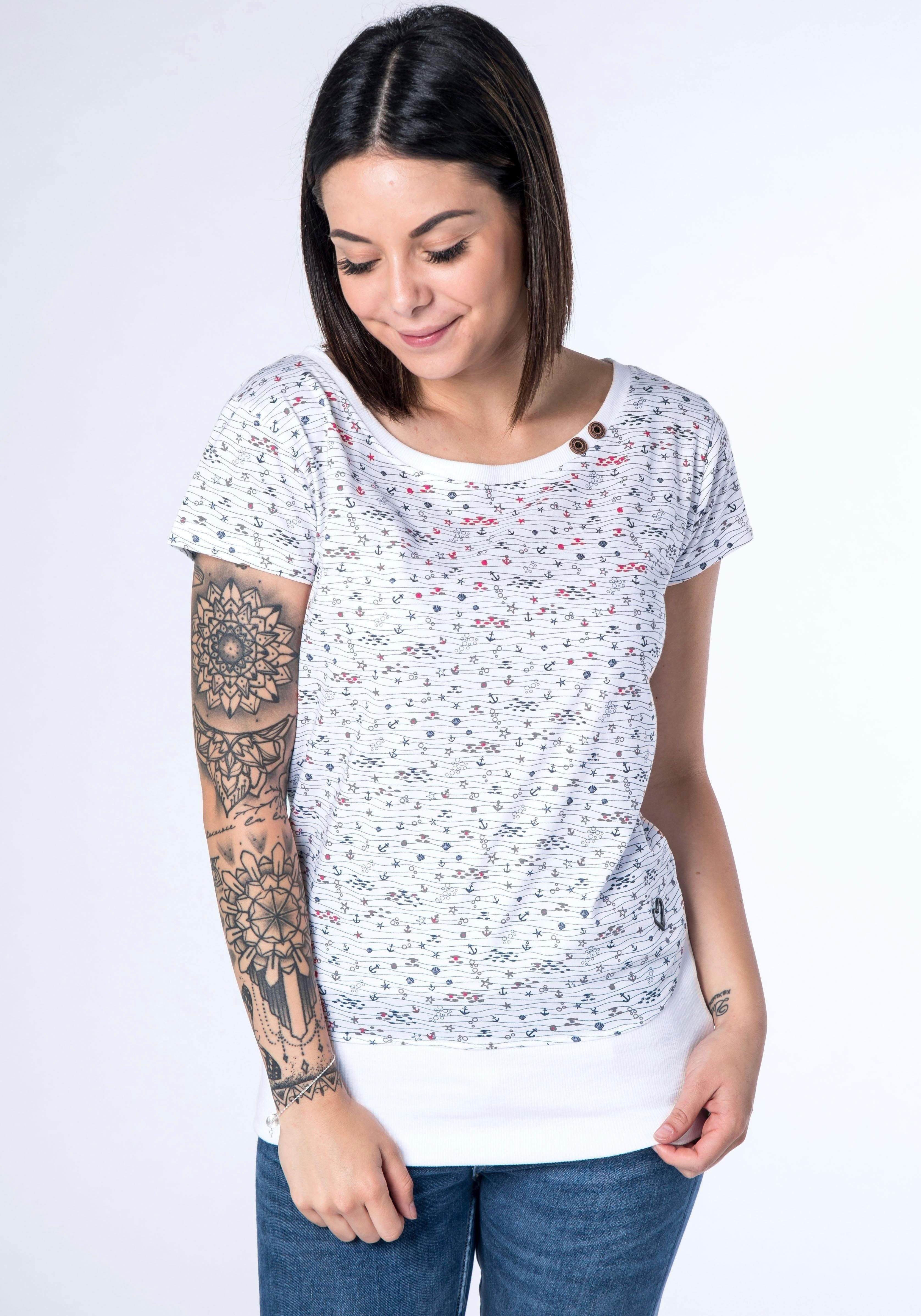 Alife & Kickin T-Shirt maritimes Shirt mit breitem Bündchen cloudy print