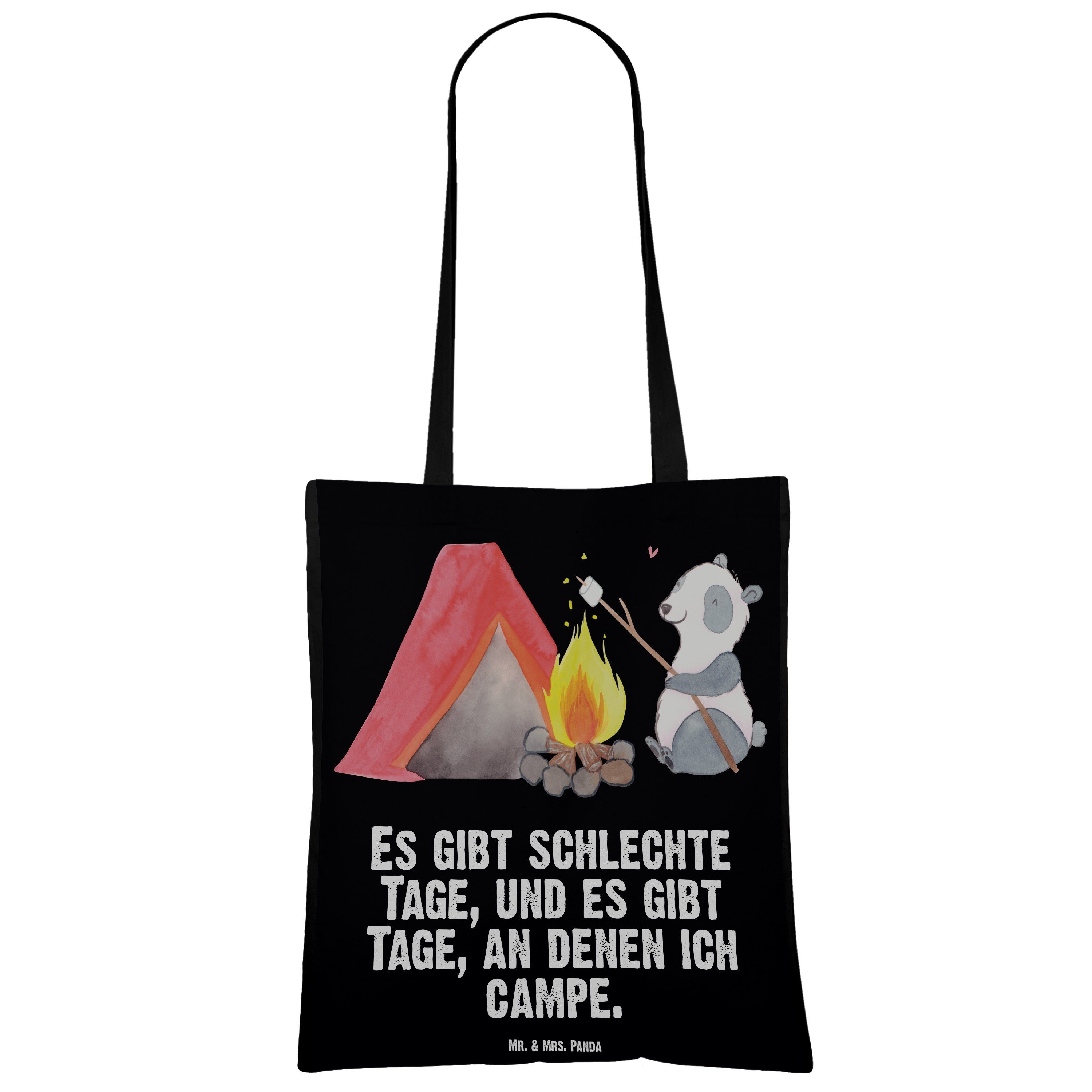Mr. & Tragetasche Mrs. Sport, - - Campen Beuteltasche, Geschenk, (1-tlg) Schwarz Tage Stoffbeu Panda Panda