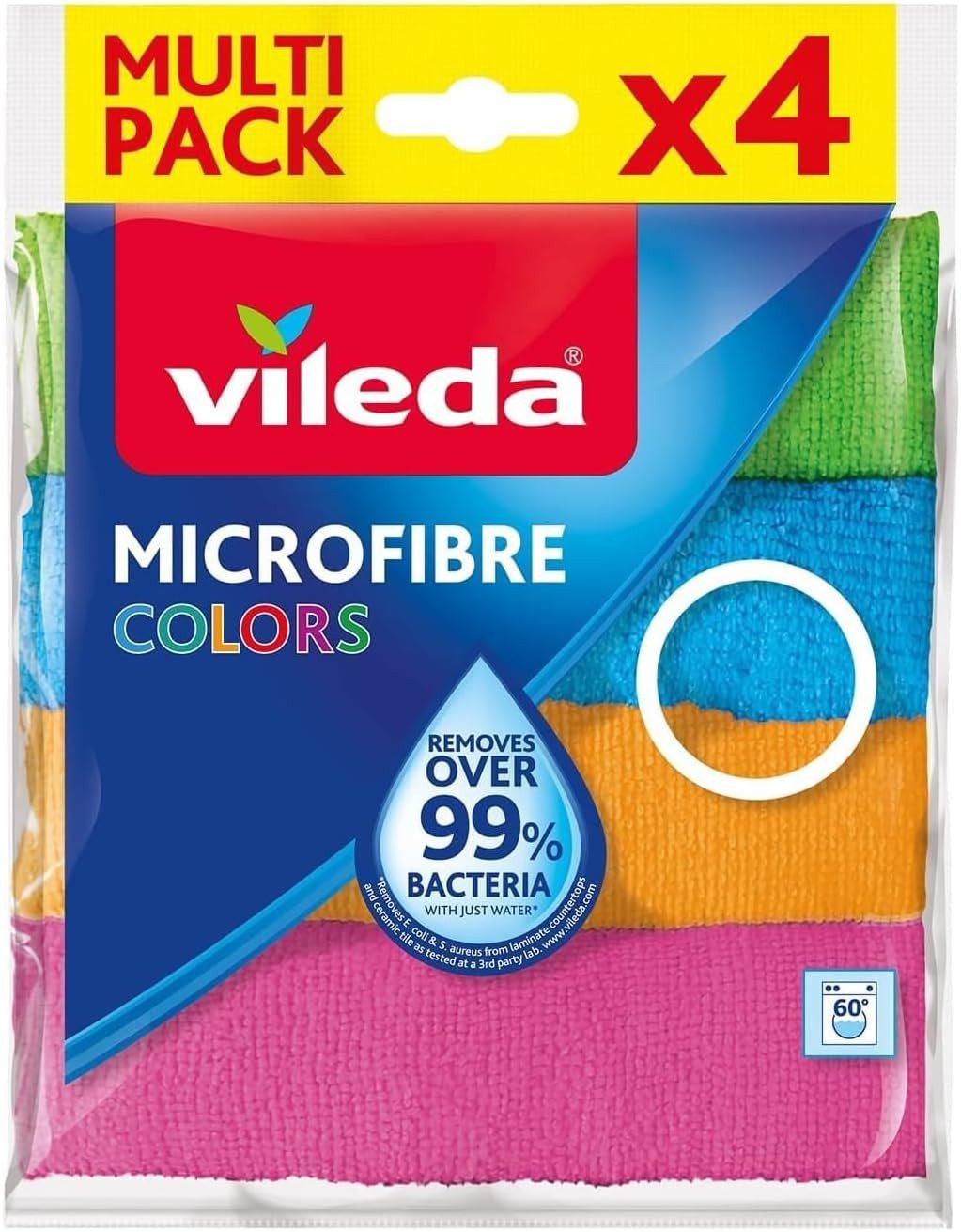 Vileda 1 Packung Vileda Microfaser Allzwecktuch Colors mit 4 Stück Mikrofasertuch (4-tlg)