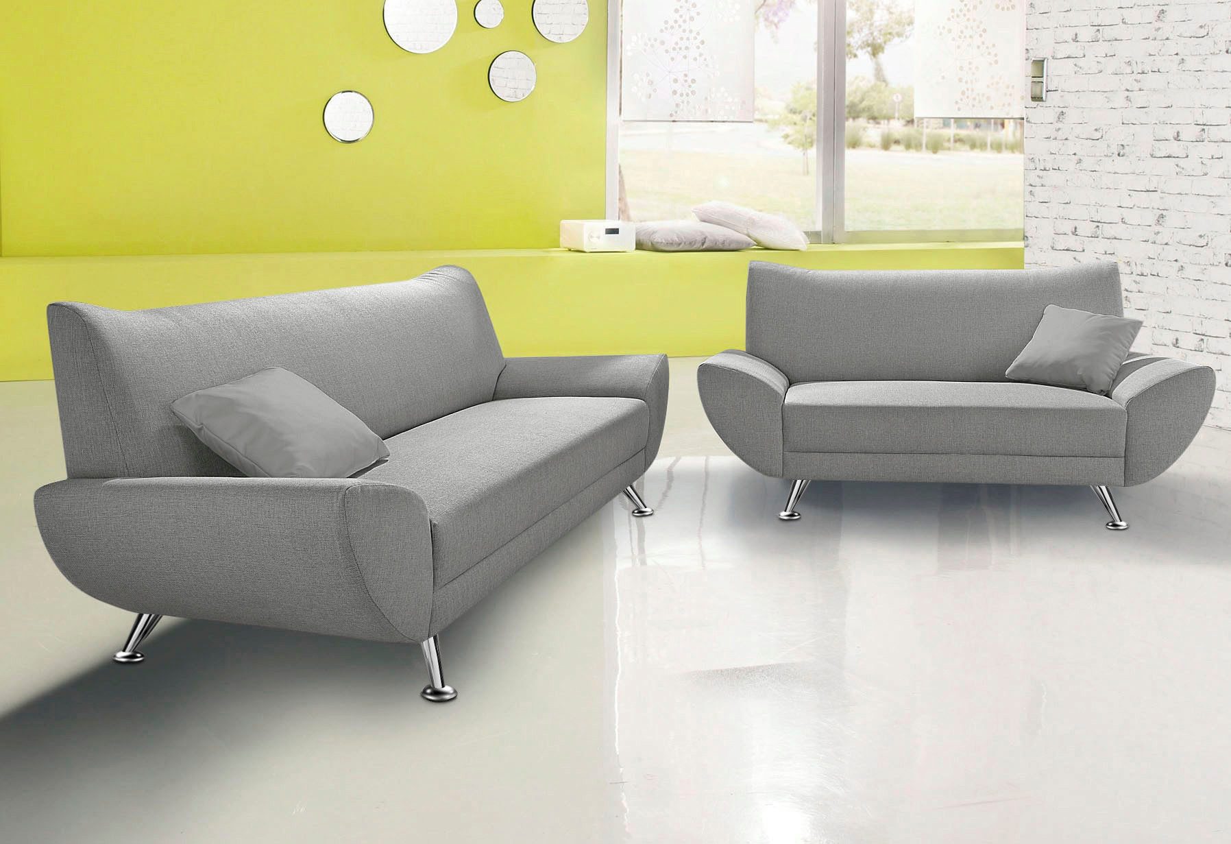 Home affaire 3-Sitzer Saltare elegant & komfortabel, toller Designfuß, bequem, Breite 205cm