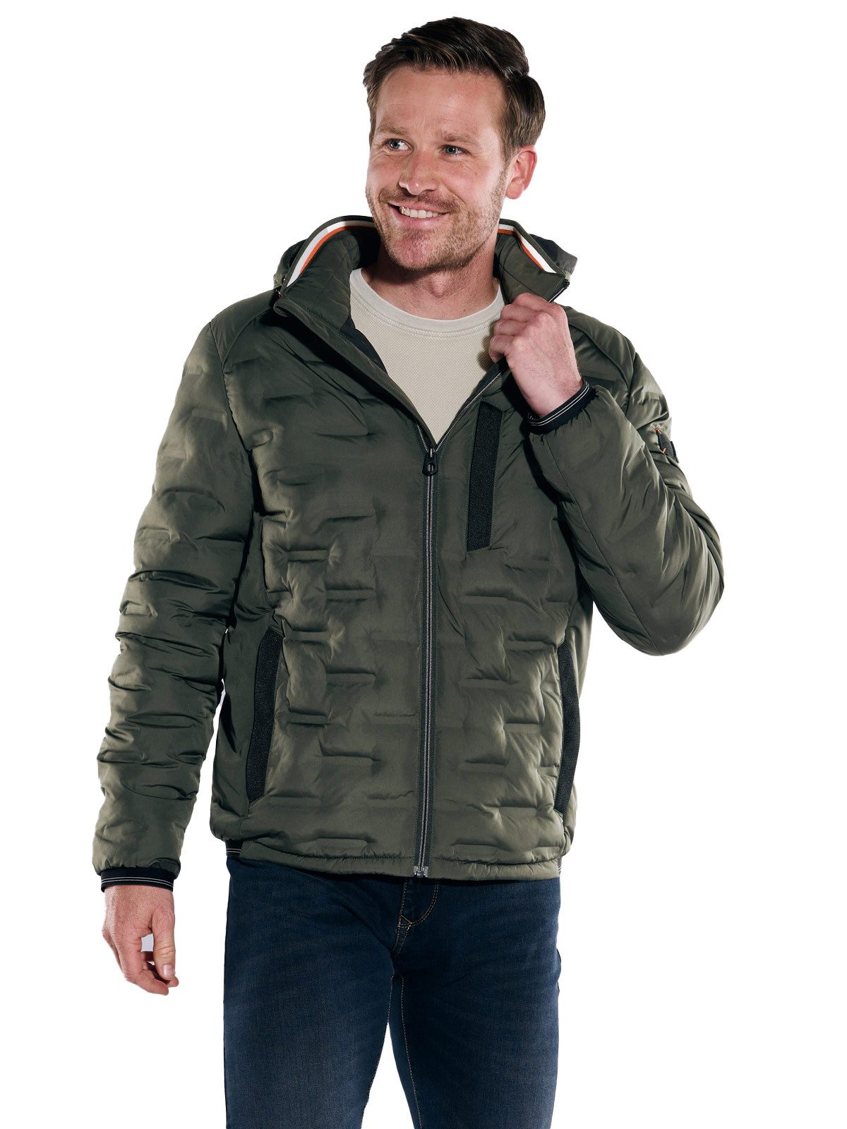 Engbers Kurzjacke engbers Herren Steppjacke mit abnehmbarer Kapuze, Oliv günstig online kaufen