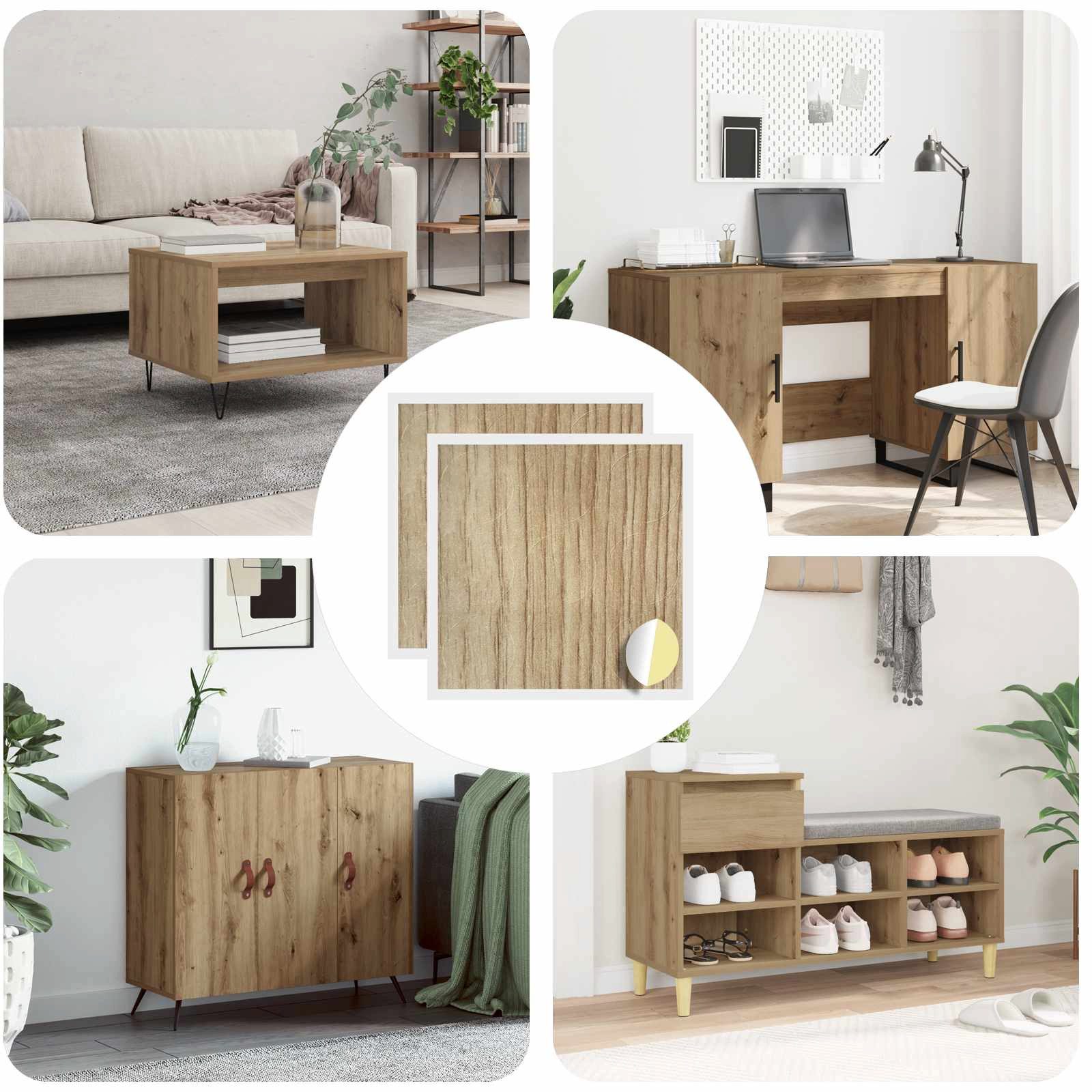 vidaXL Abdeckkappe, Selbstklebende Schraubenabdeckung 2 pcs Artisan-Eiche