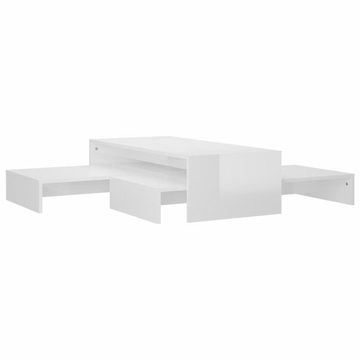 furnicato Couchtisch Satztisch-Set Hochglanz-Weiß 100x100x26,5 cm
