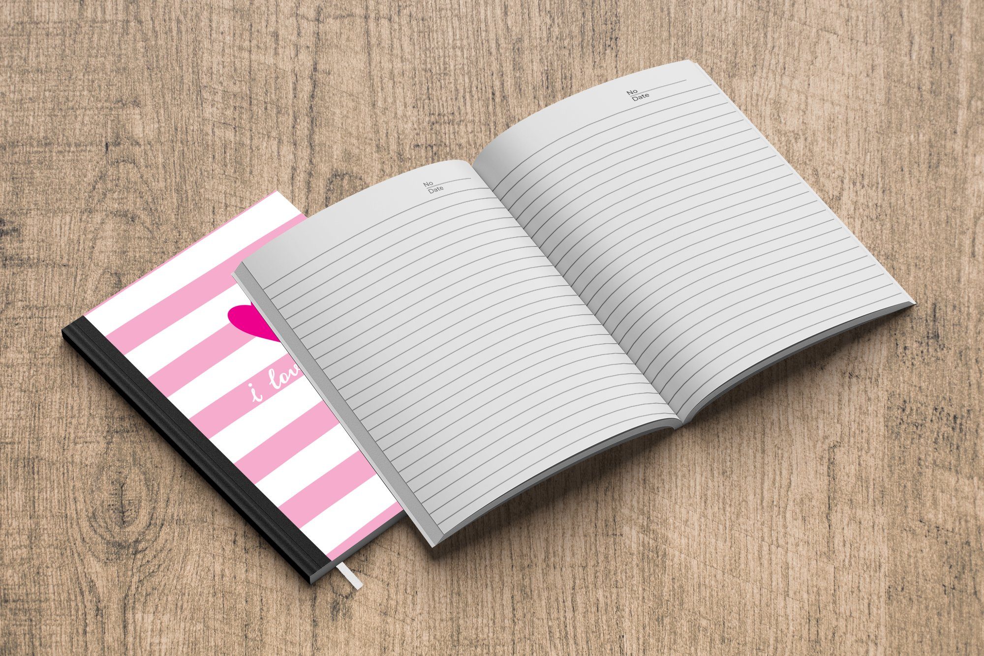 MuchoWow Notizbuch Illustration mit dem Journal, Zitat Haushaltsbuch und Merkzettel, "Ich A5, rosa Herz, Notizheft, einem liebe 98 Tagebuch, Seiten, dich"