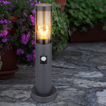 Globo LED Außen-Stehlampe, Leuchtmittel inklusive, Warmweiß, Farbwechsel, RGB LED Sockelleuchte rauch anthrazit Bewegungsmelder Fernbedienung