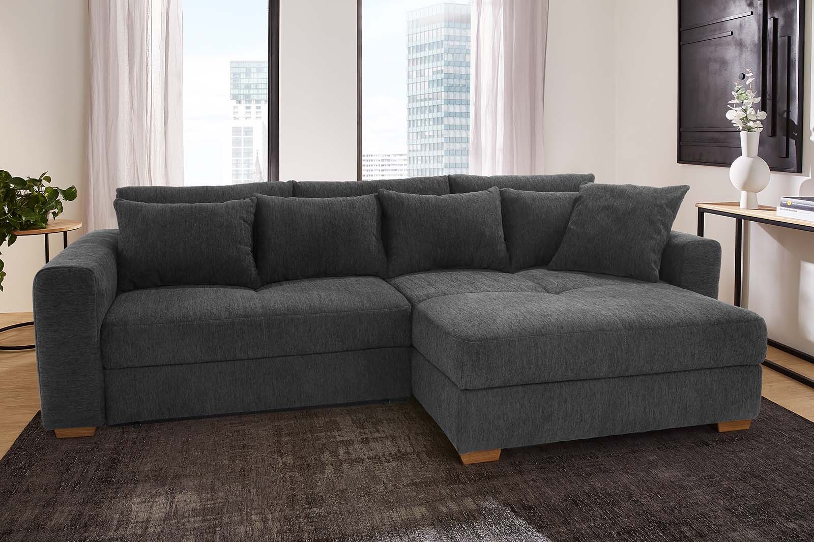 Jockenhöfer Gruppe Ecksofa Kampen L-Form, B: 288 cm, Liegefl. 153x245 cm, mit Schlaffunktion, Bettkasten & Zierkissen, Federkern