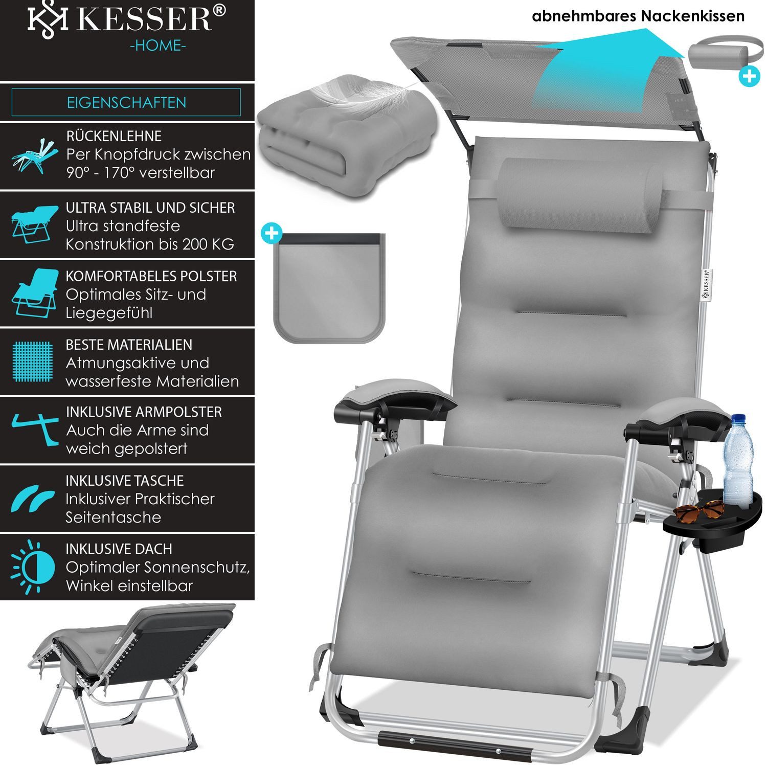 KESSER Gartenliege, Sonnenliege Liegestuhl Klappbar + günstig online kaufen