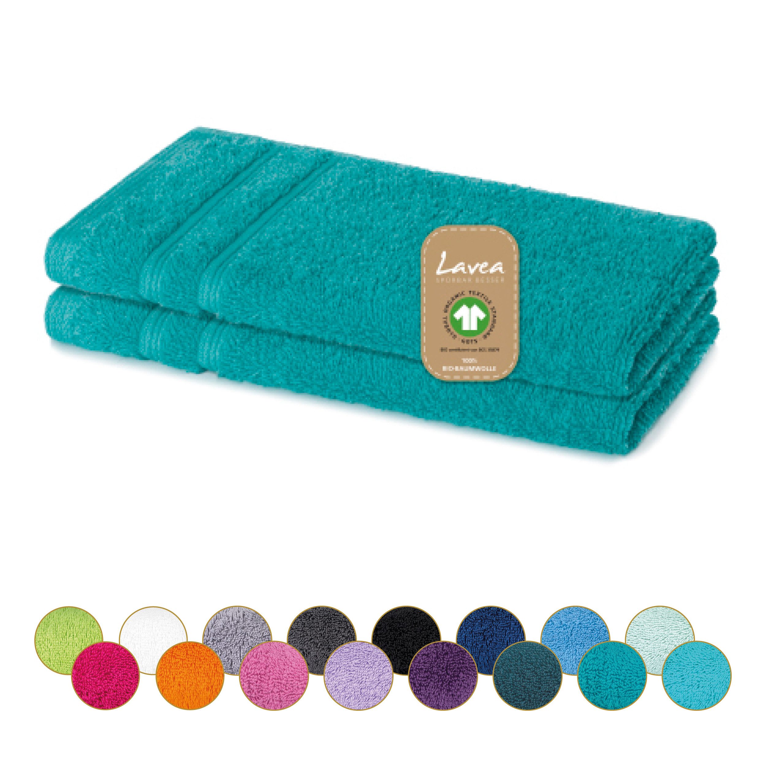 Lavea Gästehandtuch Bali Gästetücher 30x50 cm, Weiches Bio-Baumwollfrottee (Set, 2-St), pflegeleicht, GOTS-zertifiziert, extra saugstark mit 500g/m²