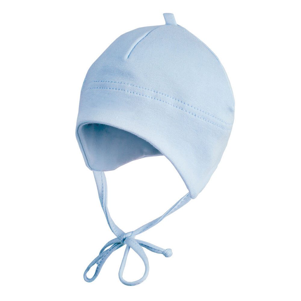 MAXIMO Jerseymütze BABY-Mütze,Ohrenteil ausgenäht Band (1-St) Baumwolljersey