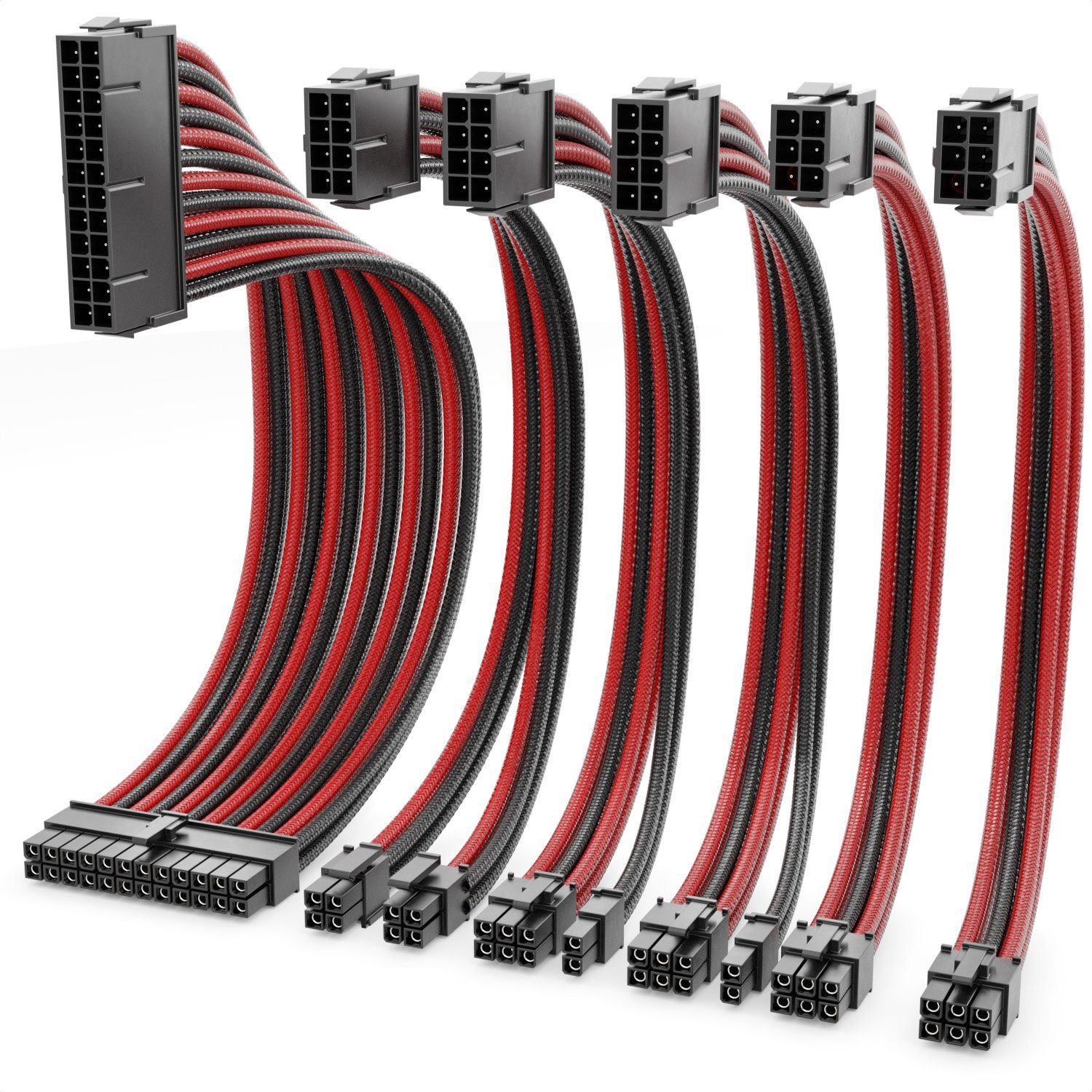 deleyCON deleyCON Netzteil Kabel Set 6-Teilig 30cm Computer Motherboard 18  AWG Computer-Kabel