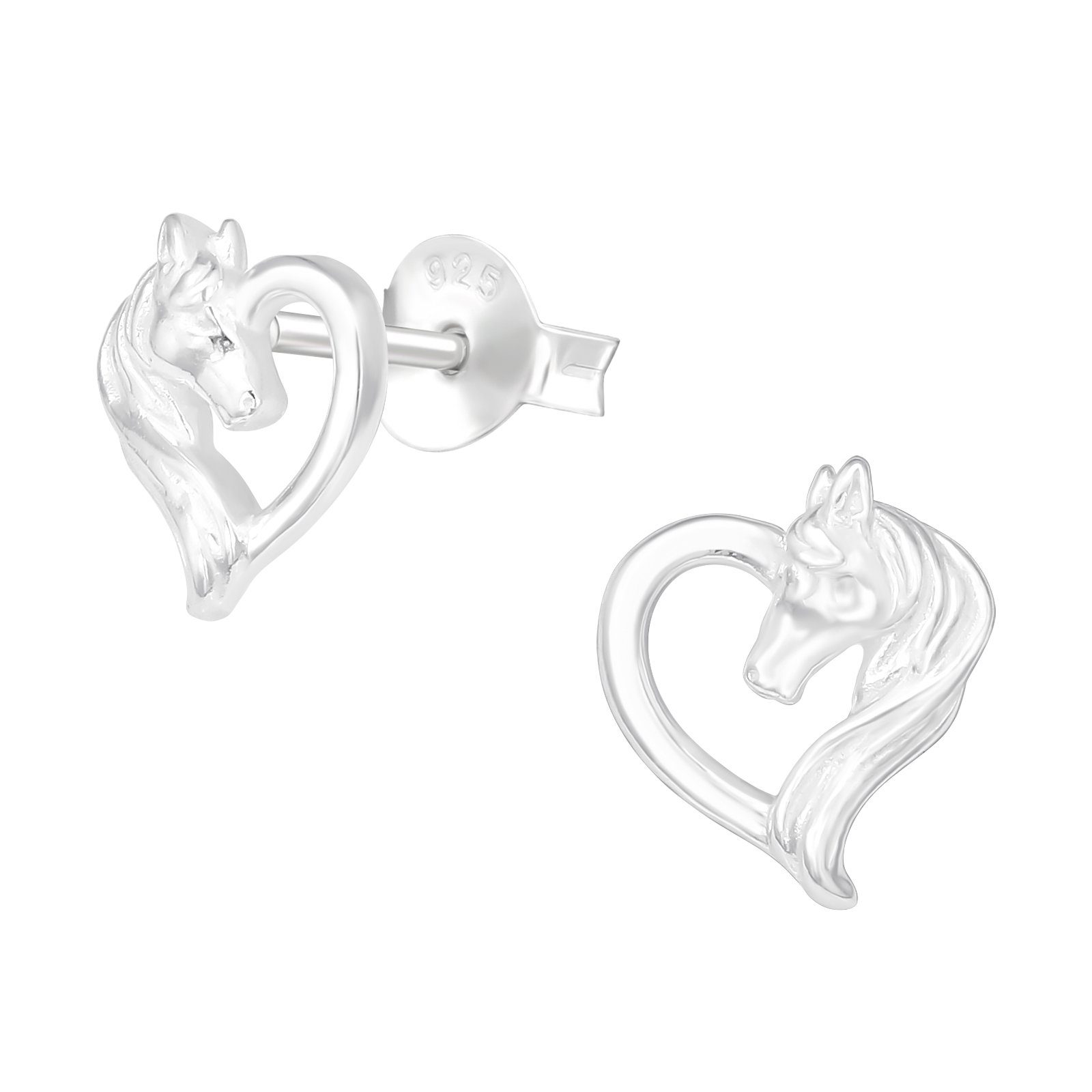 ALEXANDER YORK Paar Ohrstecker HERZ PFERD, 2-tlg., 925 Sterling Silber