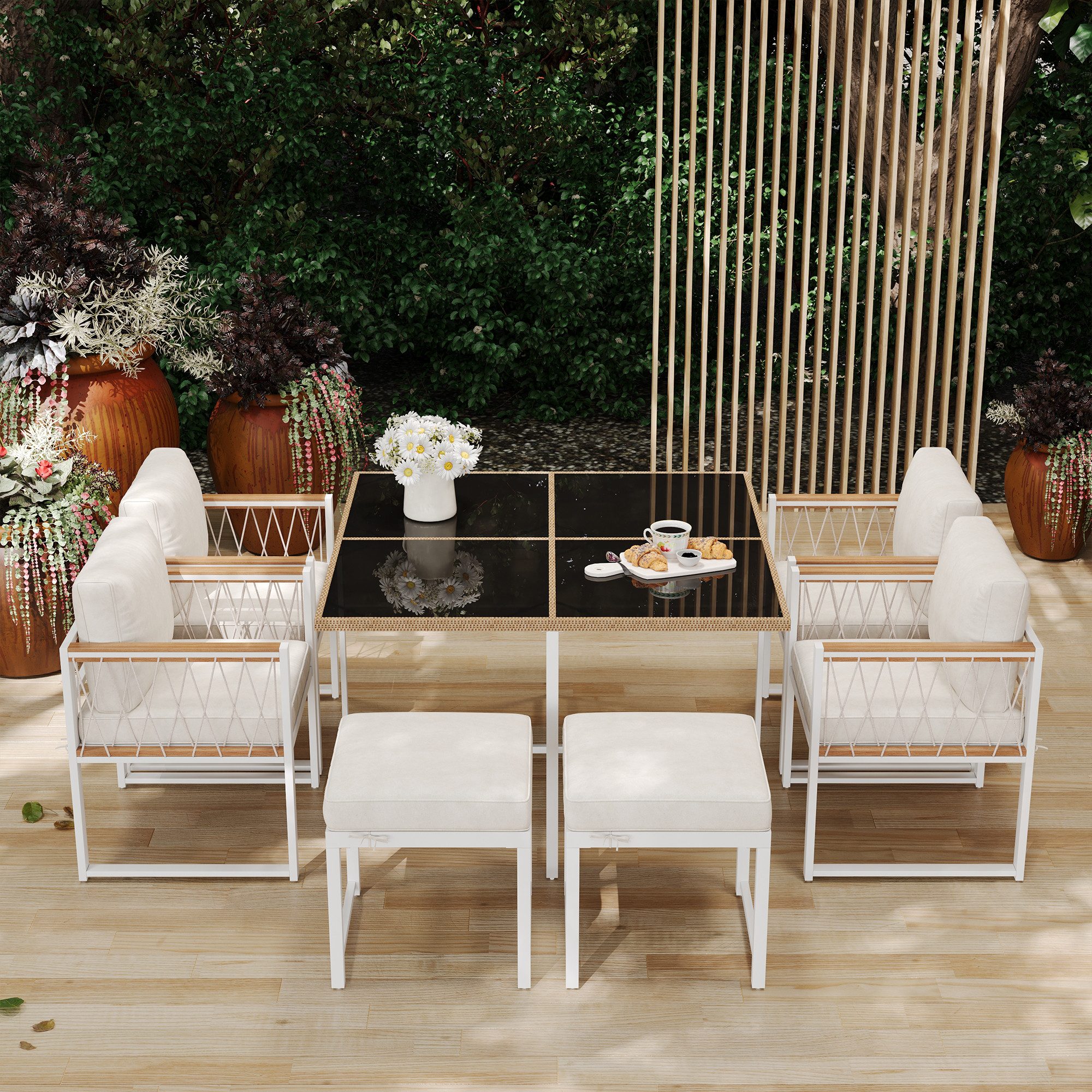 Flieks Sitzgruppe, (7-tlg), 6-Sitzer Gartenmöbel Esstisch- günstig online kaufen