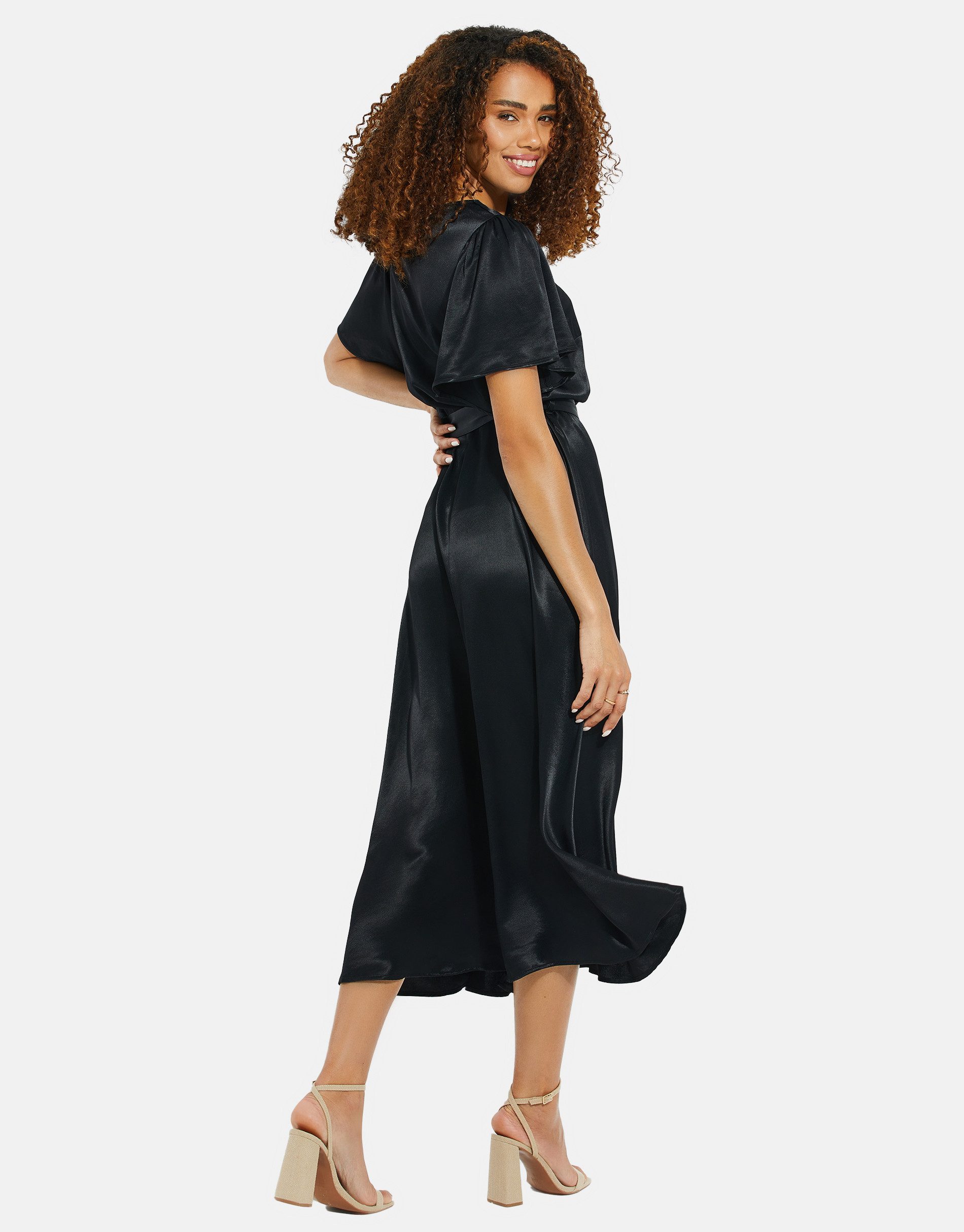 Threadbare Sommerkleid THB Salad Satin Midi (1-tlg) mit tollem Bindeband an der Taille