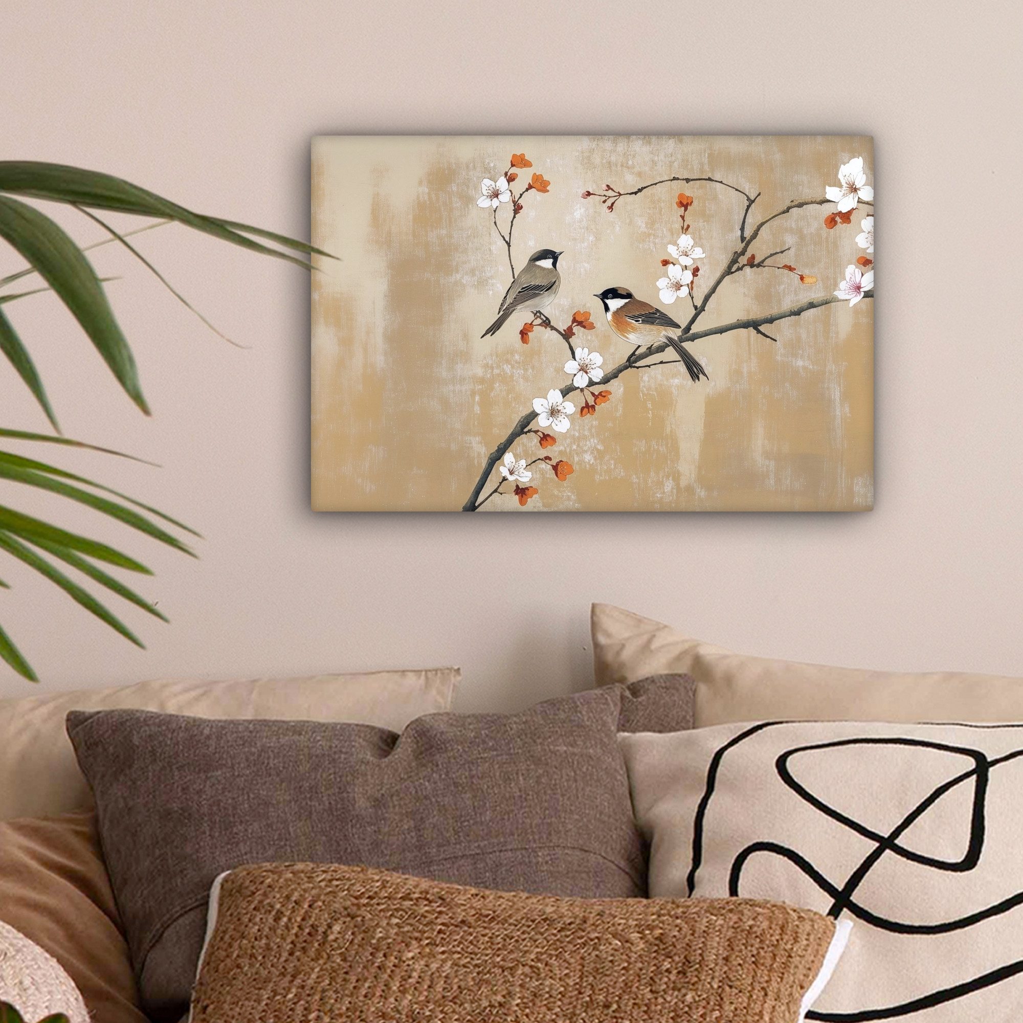 OneMillionCanvasses® Leinwandbild Vögel - Blütenzweig - günstig online kaufen