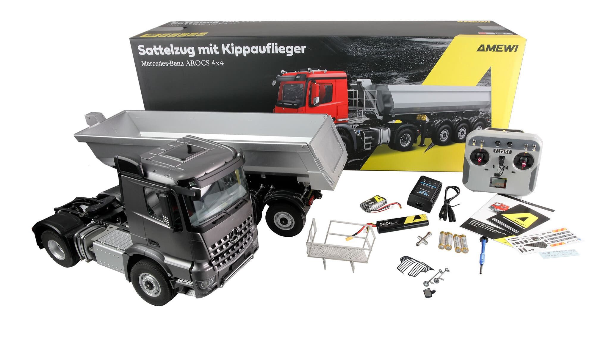 Amewi RC-Truck Amewi Mercedes-Benz Arocs 1:14 RTR Grau – RC Sattelzug
