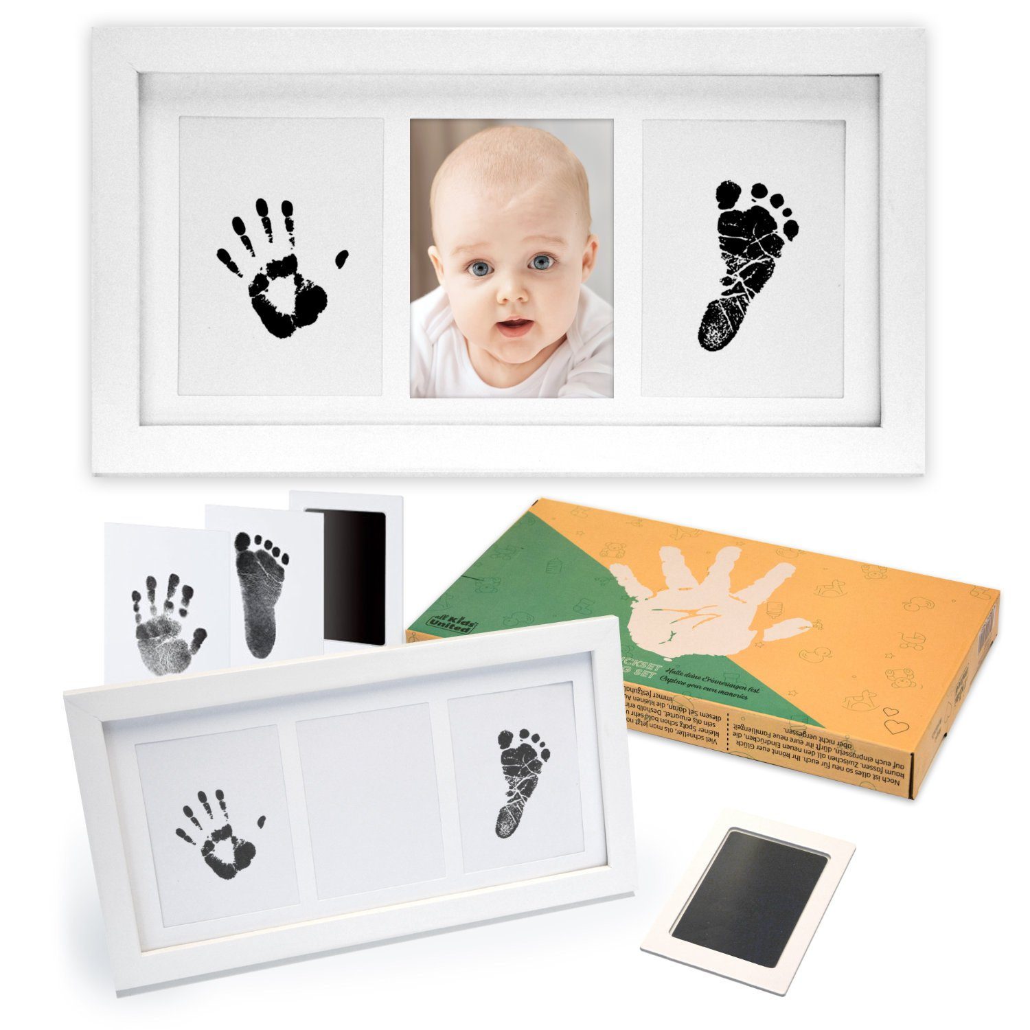 für Baby-Part Geburt, Basteln Fotos, United Abdruck-Set, zum für Bilderrahmen uvm. all (Fotorahmen Fuß-Abdruck Baby Taufe, Geschenk-Set Hand), Kids &