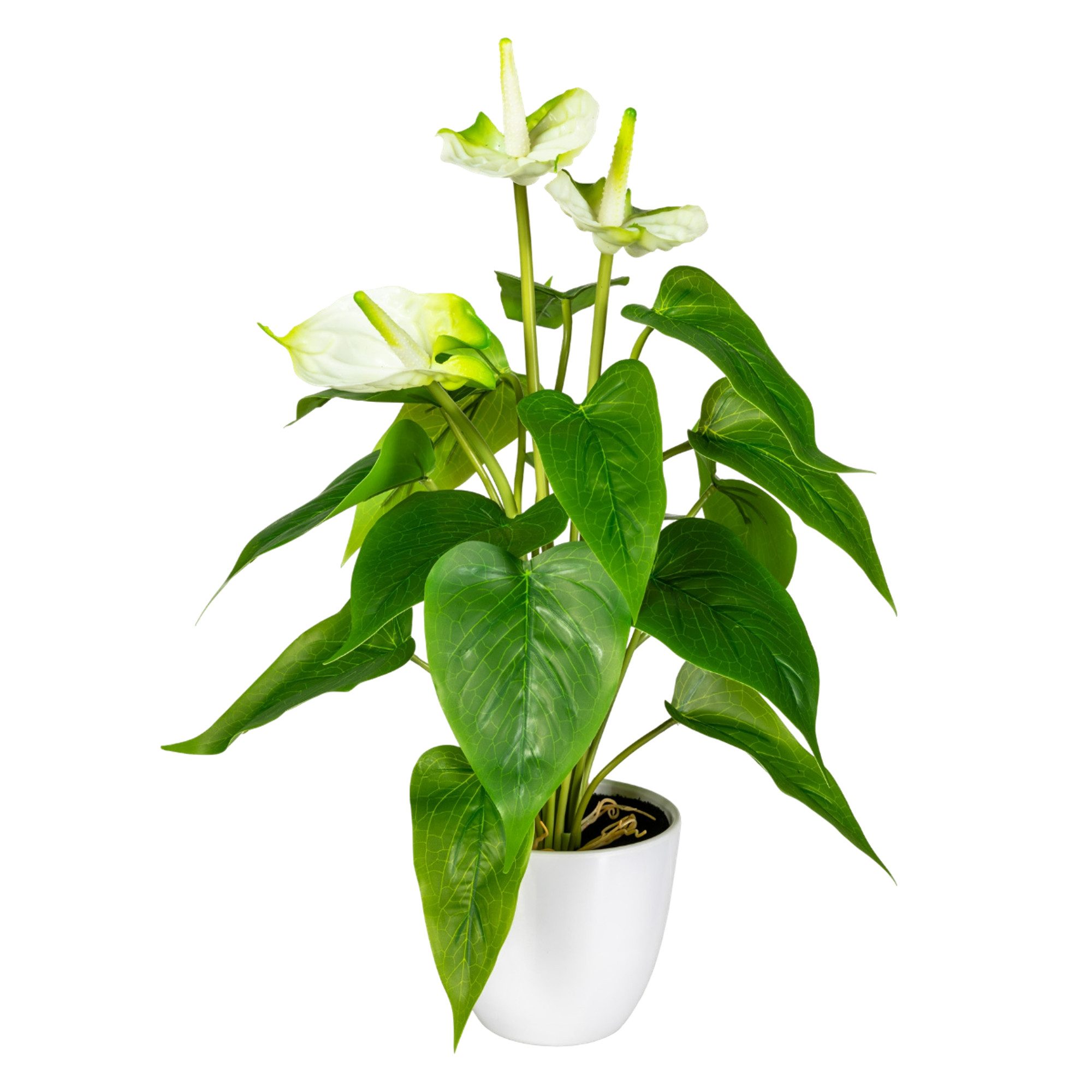 Kunstpflanze Kunstpflanze Anthurie mit Topf ca. 40cm Deko-Idee weiß grün Pflanze, TronicXL, Höhe 40 cm, im Topf