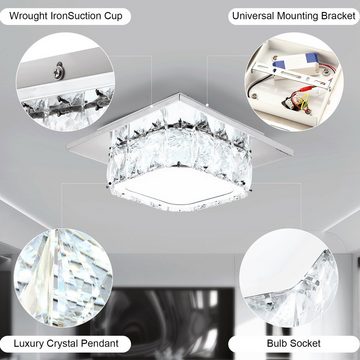 oyajia Deckenleuchte Moderne Kristall LED Deckenlampen, 12W Luxus Mini Kronleuchter, LED fest integriert, Tageslichtweiß, 20x20x10cm, Für Wohnzimmer Flur Badezimmerlampe