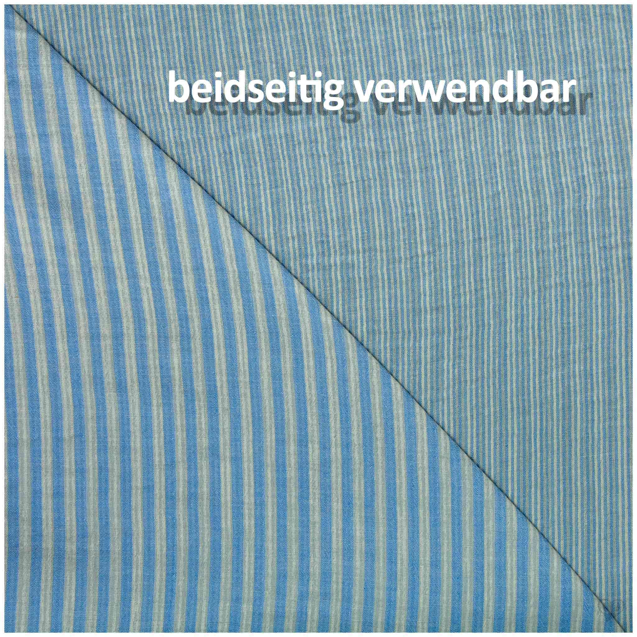 maDDma Stoff Musselin Stoff Streifen Double Gauze Baumwolle 1/2 Meterware 125 cm, blau-weiß