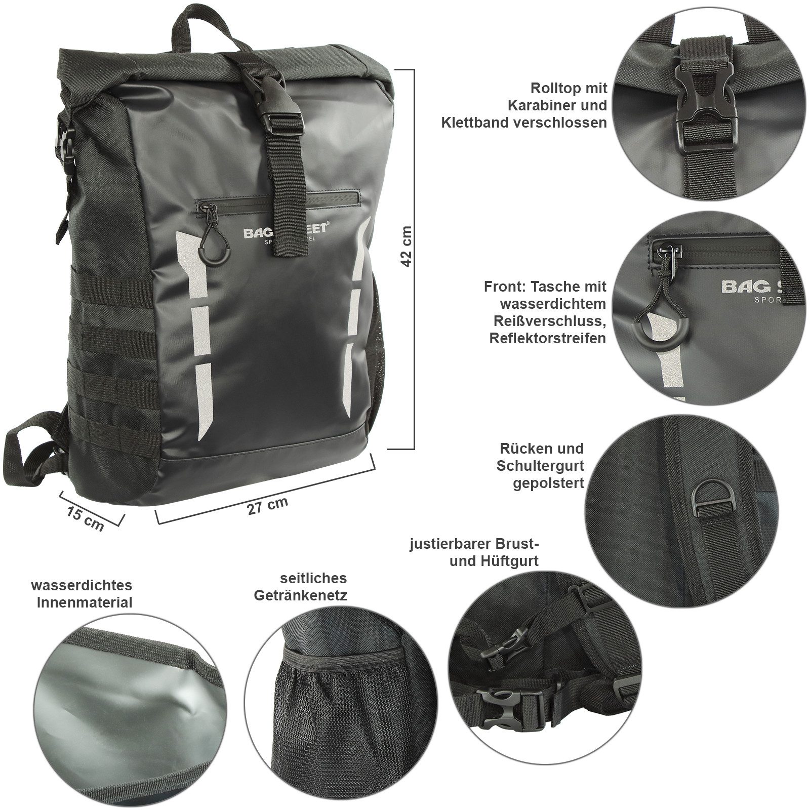 BAG STREET INTERNATIONAL Cityrucksack Wasserdichter Rolltop Kurier Rucksack günstig online kaufen