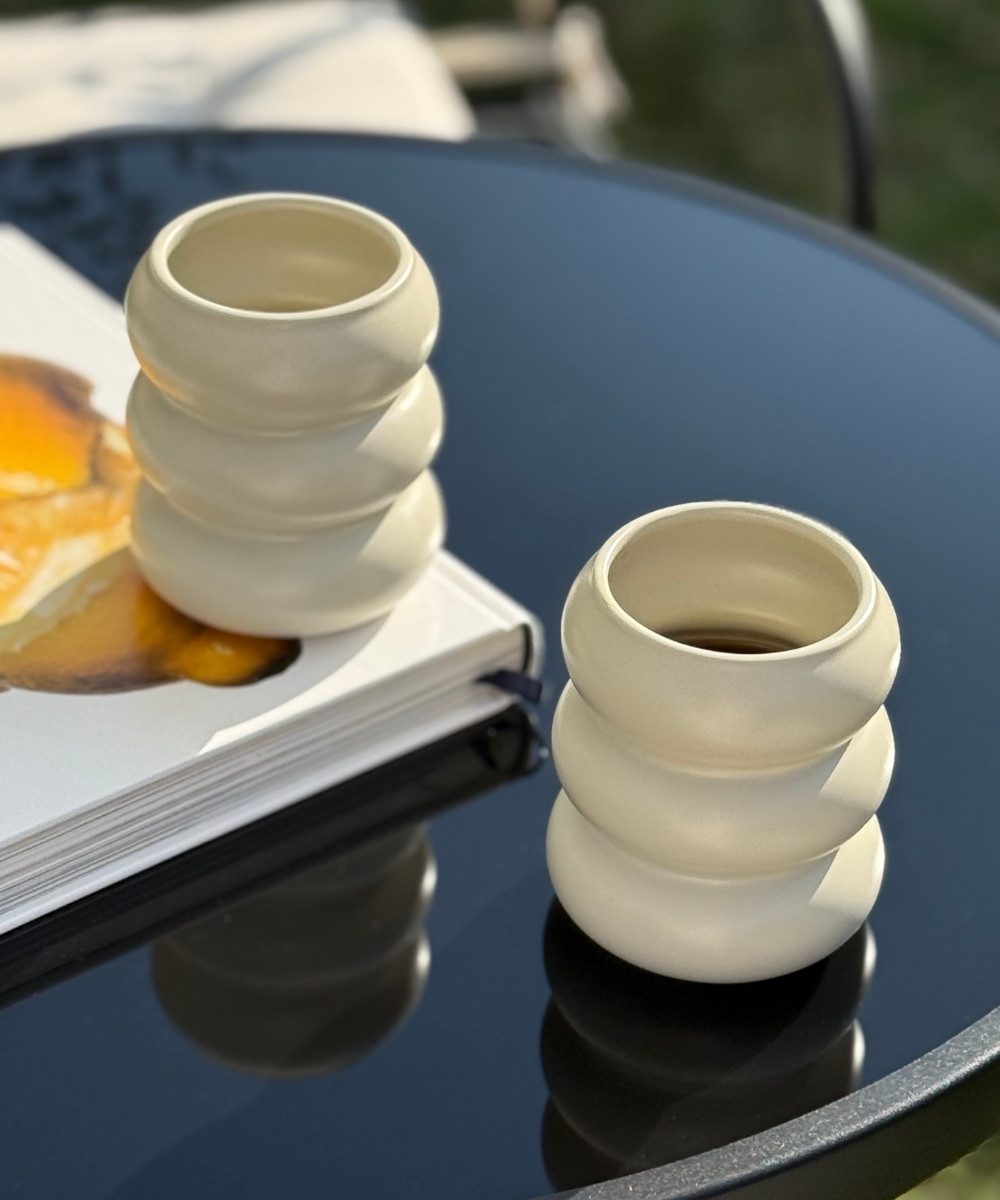 Zoha Tasse Wave Кофейные чашки Set 400 ml - handgefertigte Чашки Wellendesign, Keramik, Ideal für Tee, Kaffee & andere Heißgetränke