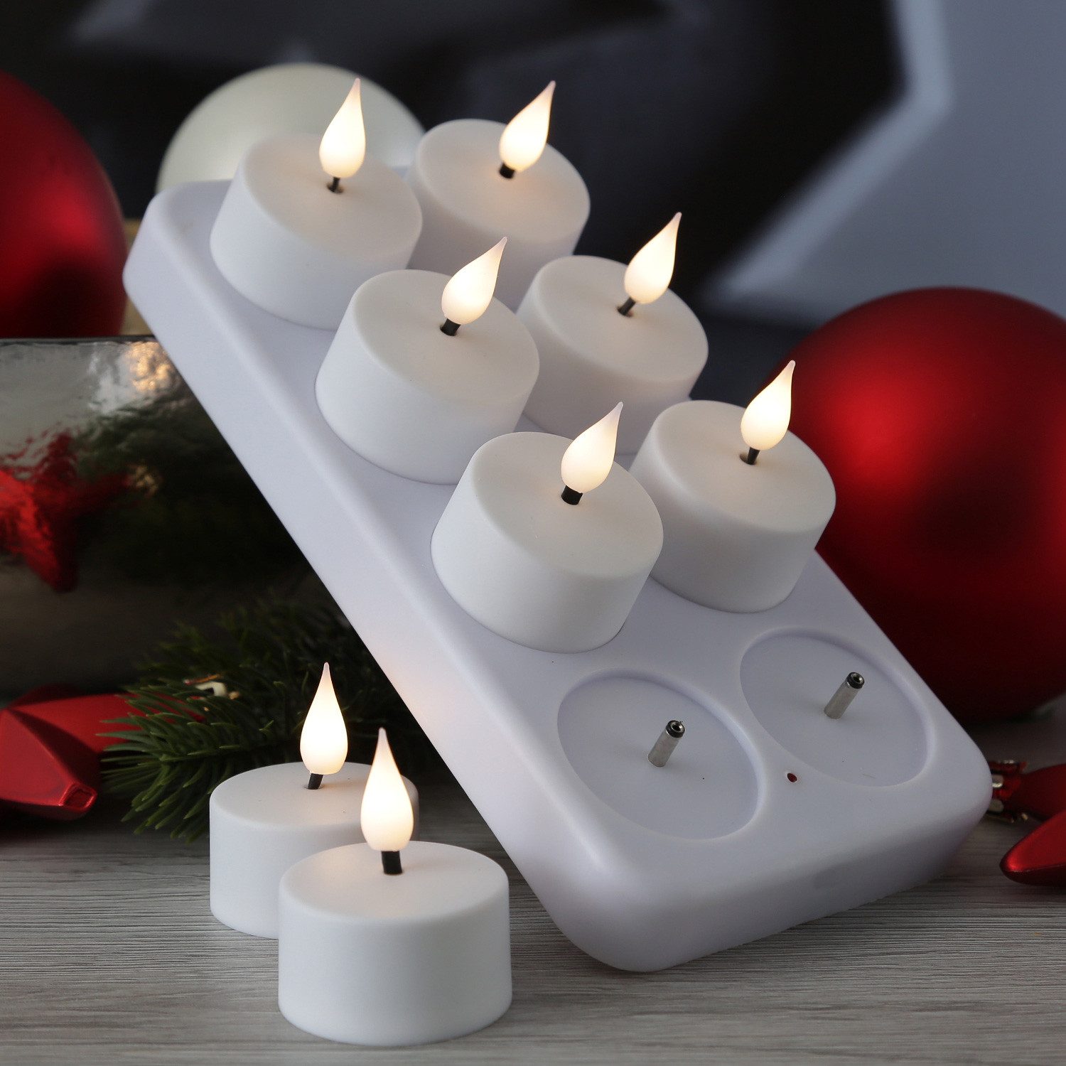 Adilina LED-Kerze LED Teelichter mit Ladestation wiederaufladbar D:4cm flac günstig online kaufen