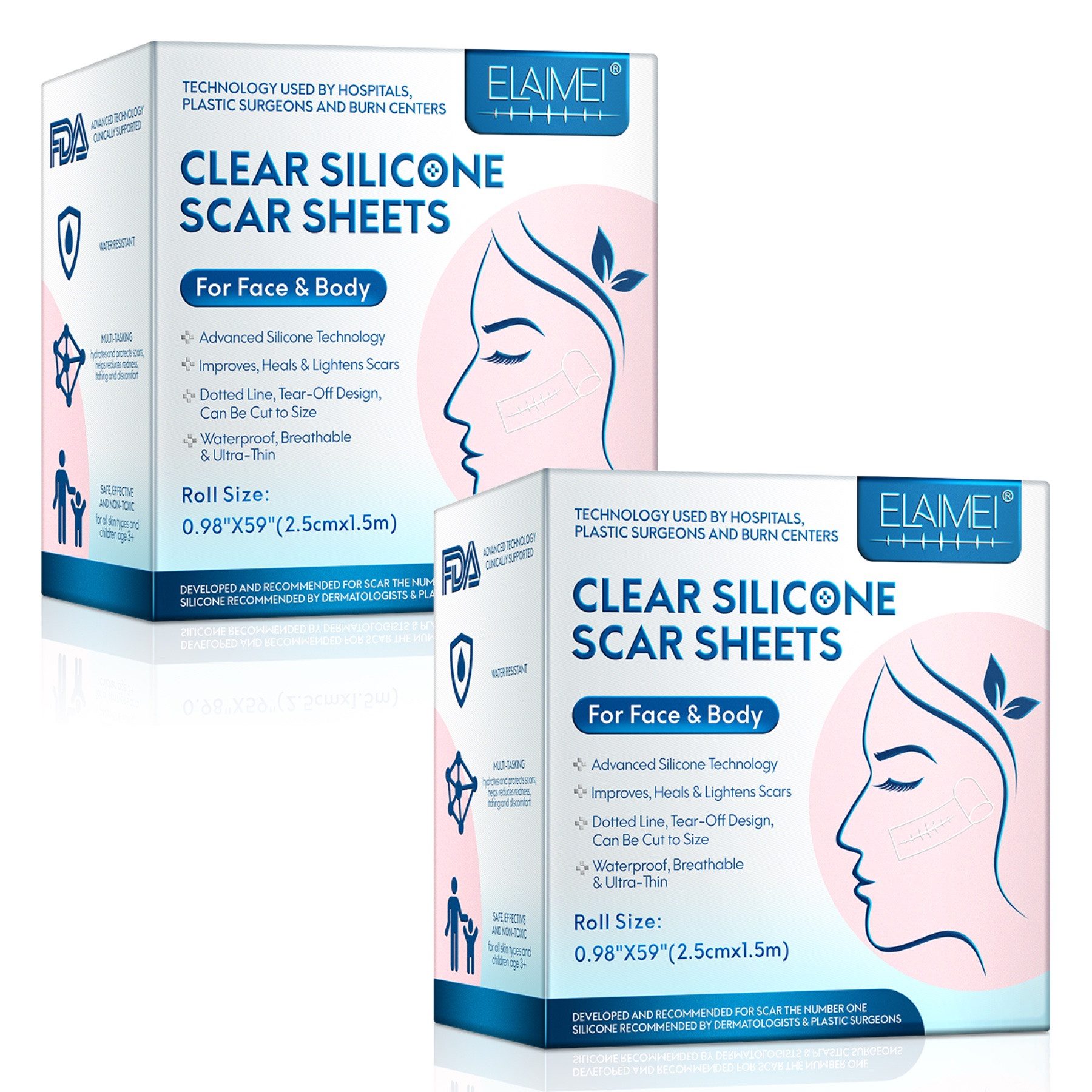 P-Beauty Cosmetic Accessories Wundpflaster Narbenpflaster Silikonpflaster Transparent Narben Reduktion (2 St), Wundpflaster, Narbenpflaster, Silikon, Narben Reduktion