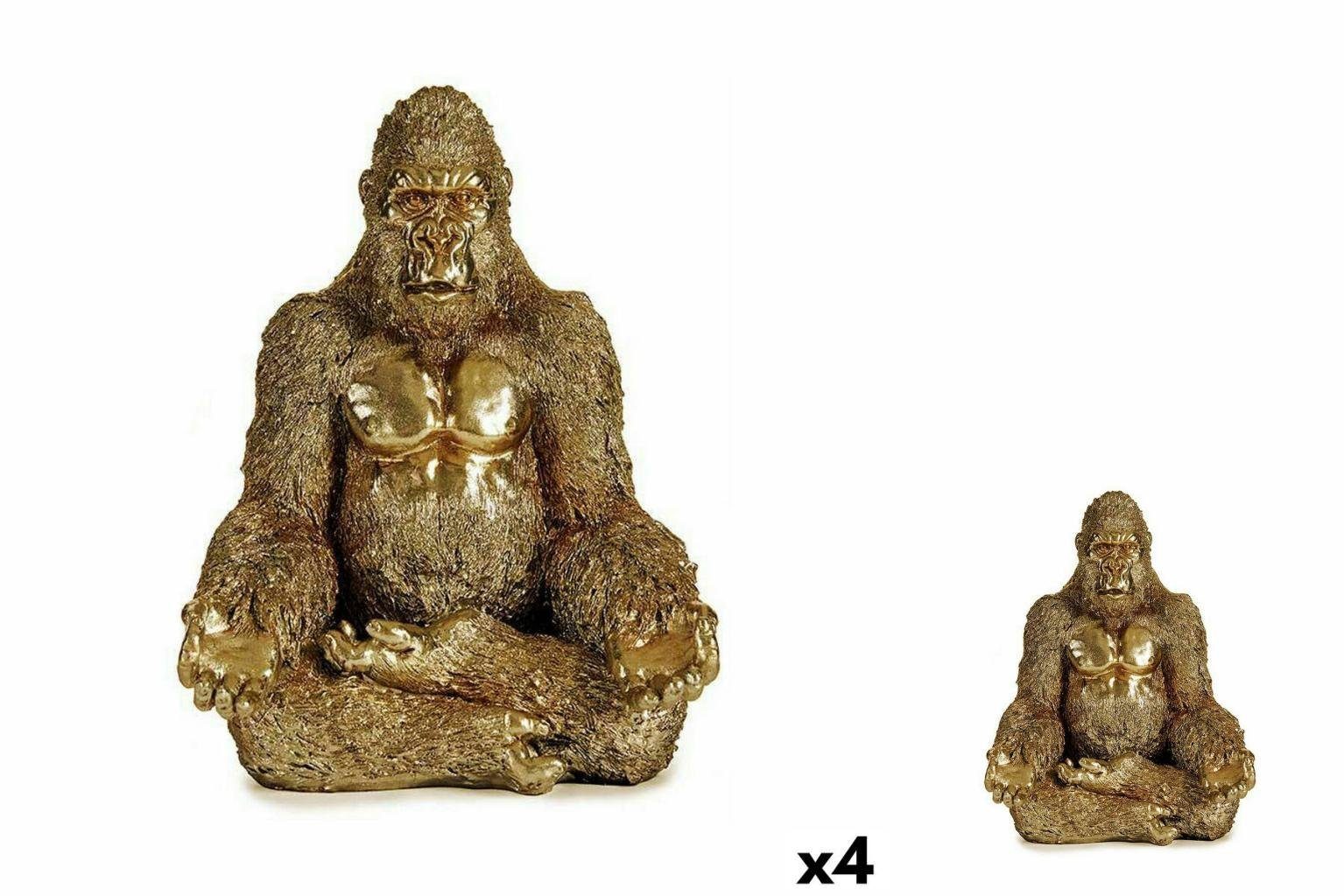 Gift Decor Dekoobjekt Deko-Figur Gorilla Yoga Gold 19 x 26,5 x 22 cm 4 Stück